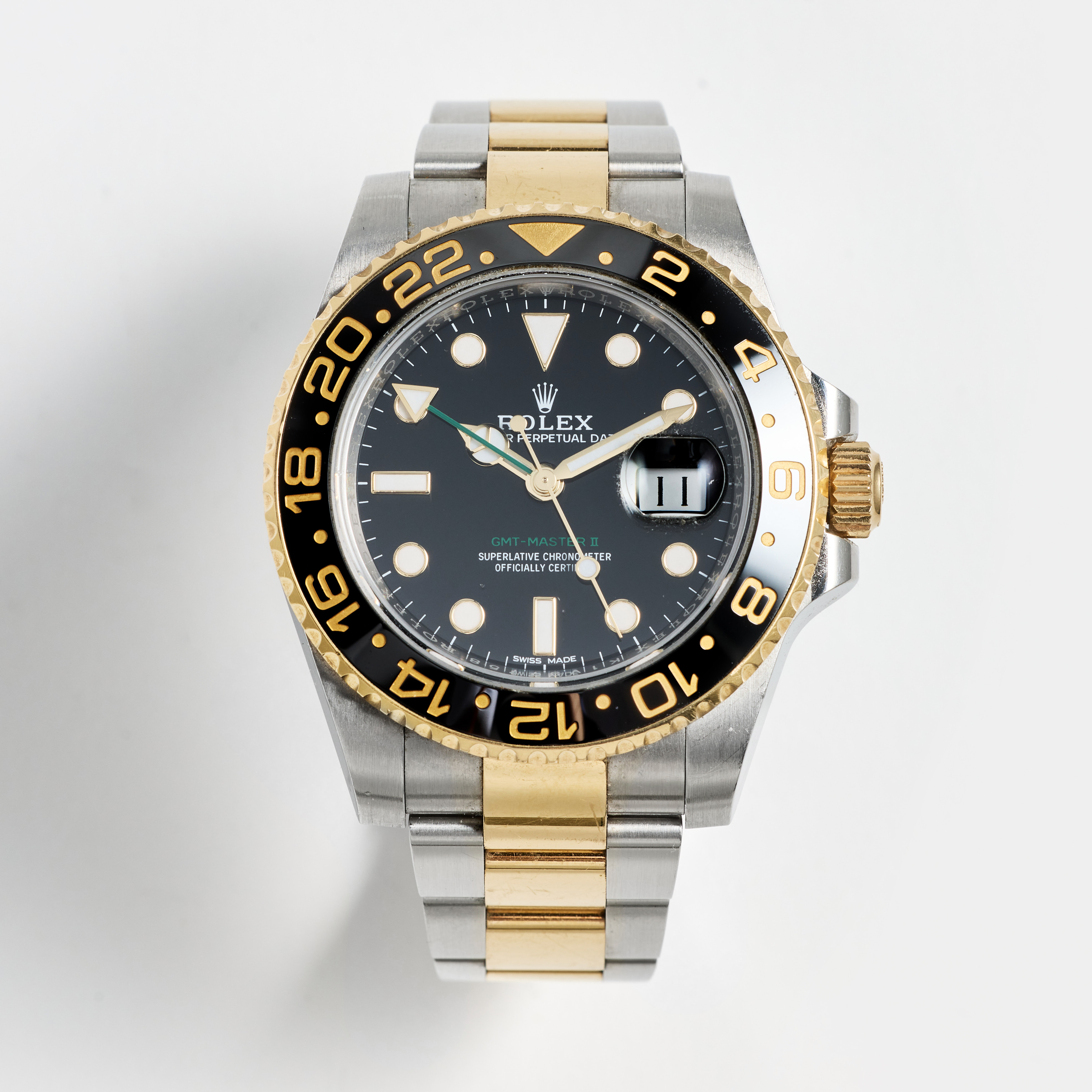 ROLEX, Oyster Perpetual Date, GMT-Master II, Chronometer, armbandsur, 40 mm, stål/guld, certifikat, mars 2018.