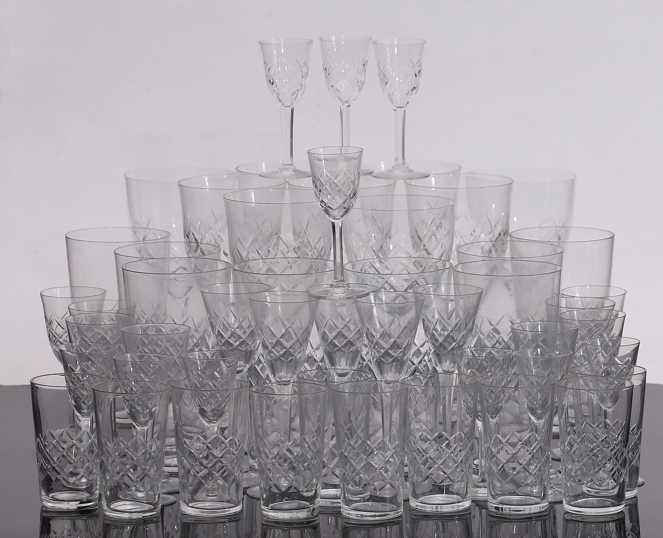 GLASSERVIS, 50 delar, Bror-slipning, 1930-tal.