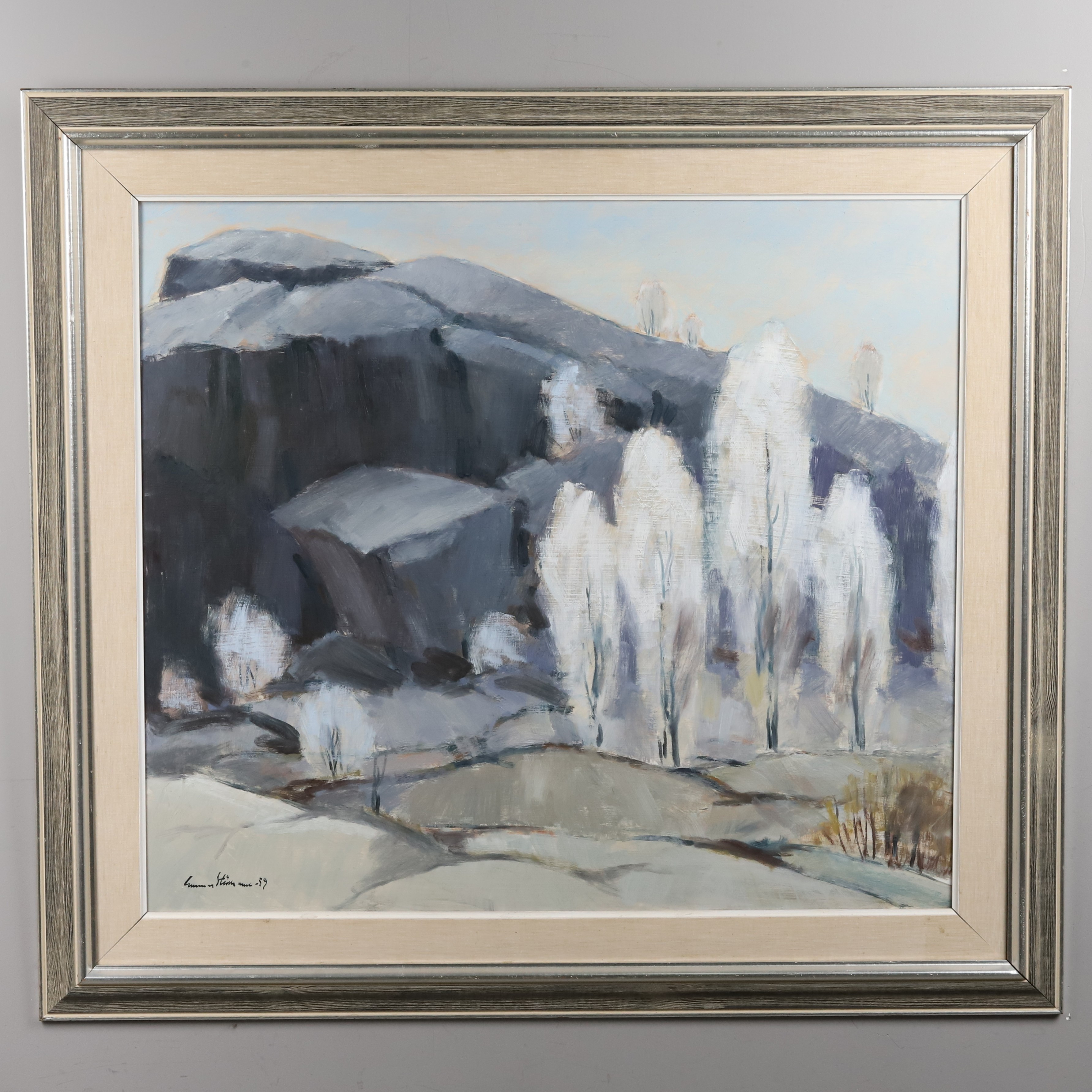 GUNNAR STÅLBRAND (SVERIGE, 1925-2006). Olja på pannå, "Frostlandskap", signerad och daterad -59.