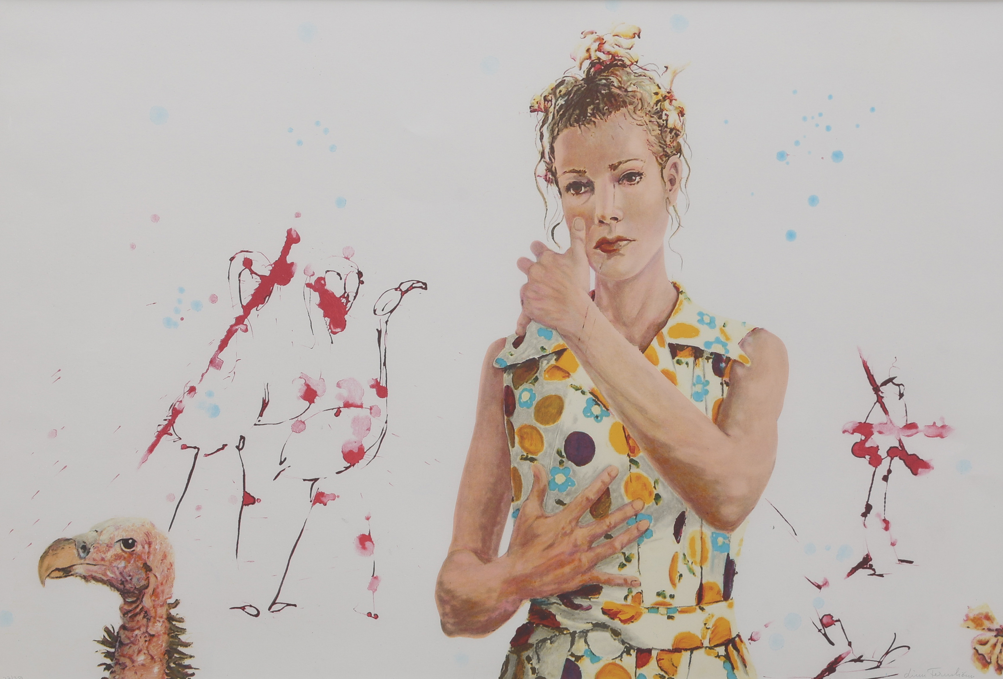 LINN FERNSTRÖM. LITOGRAFI, "OMHÅLLA", SIGNERAD OCH NUMRERAD 27/350.