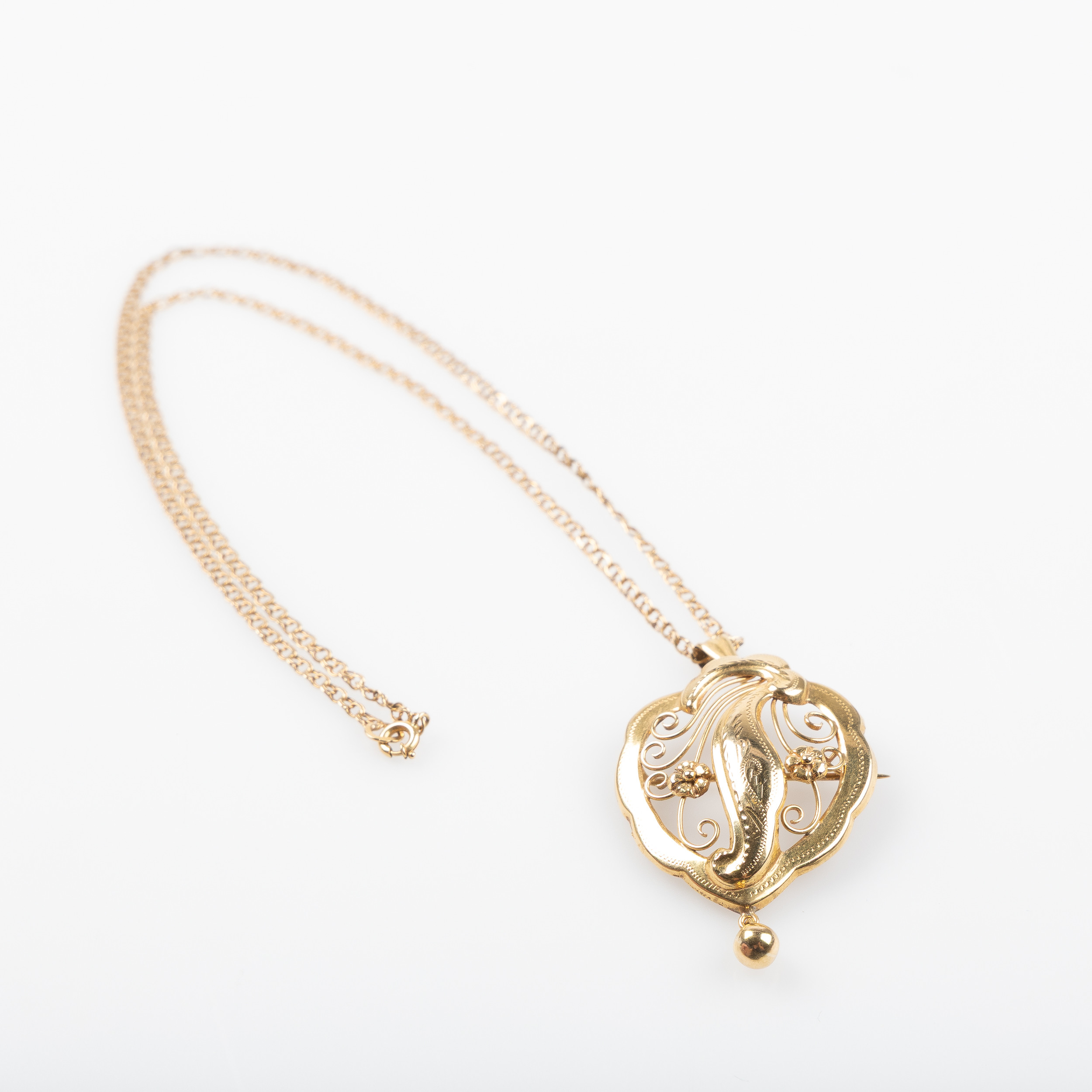 BROSCH/ HÄNGE med kedja, 18K guld.