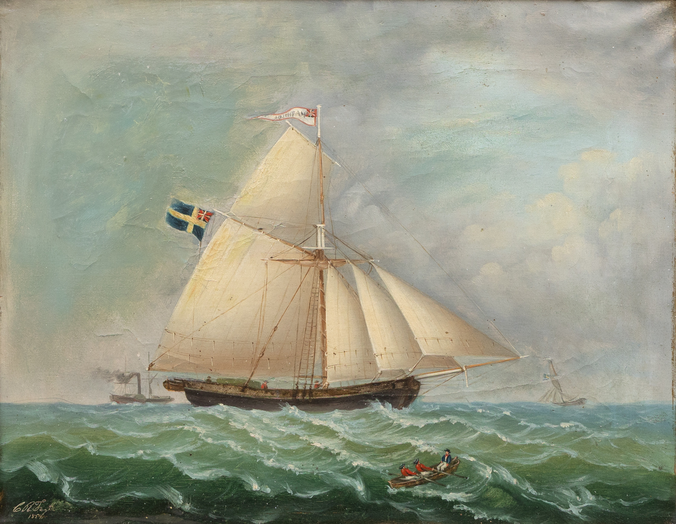 CHRISTIAN FEGHT (NORGE, 1818-1887). Skeppsporträtt, olja på duk, signerad och daterad 1854.