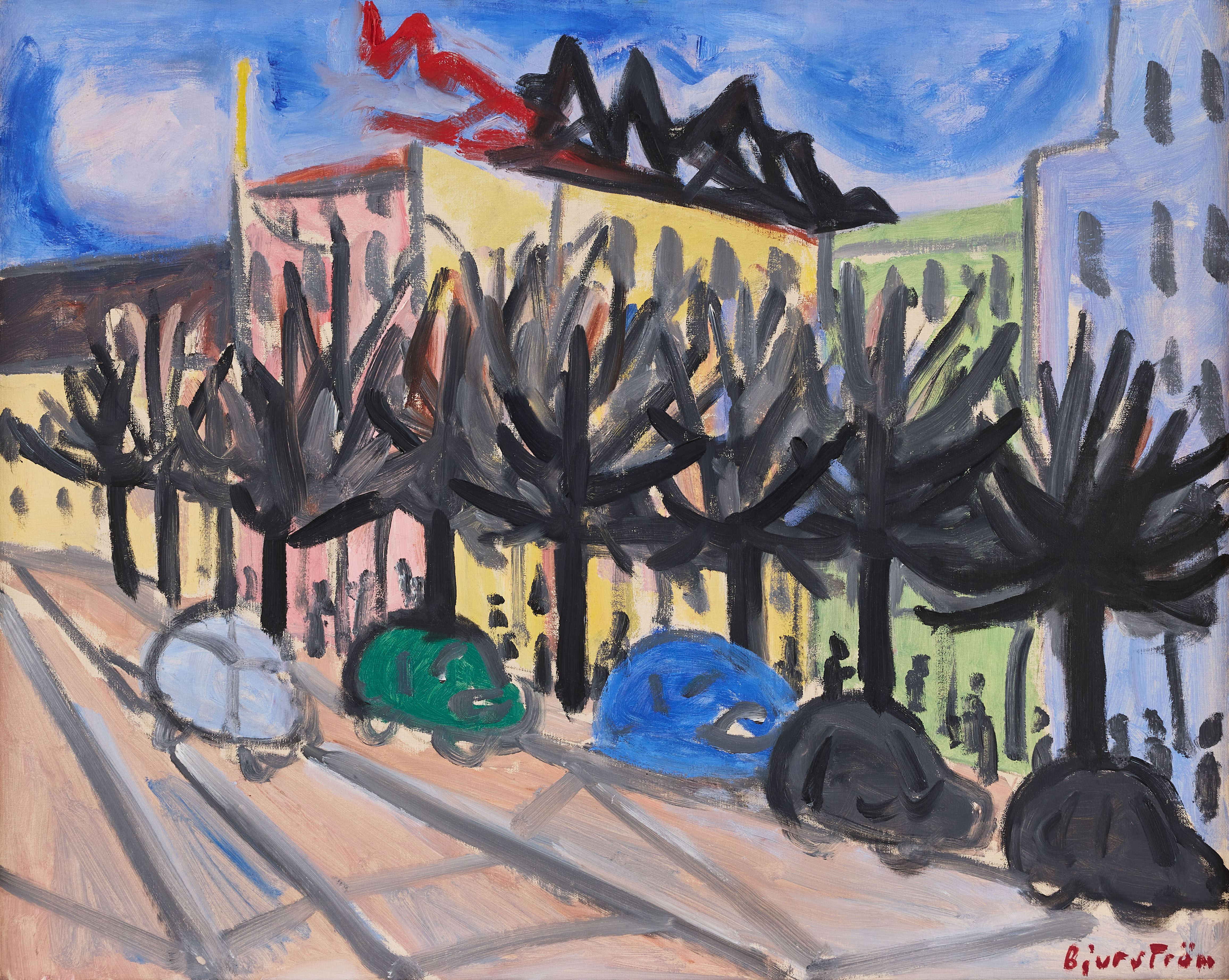 TOR BJURSTRÖM. Stadsmotiv (troligen Avenyn, Göteborg).