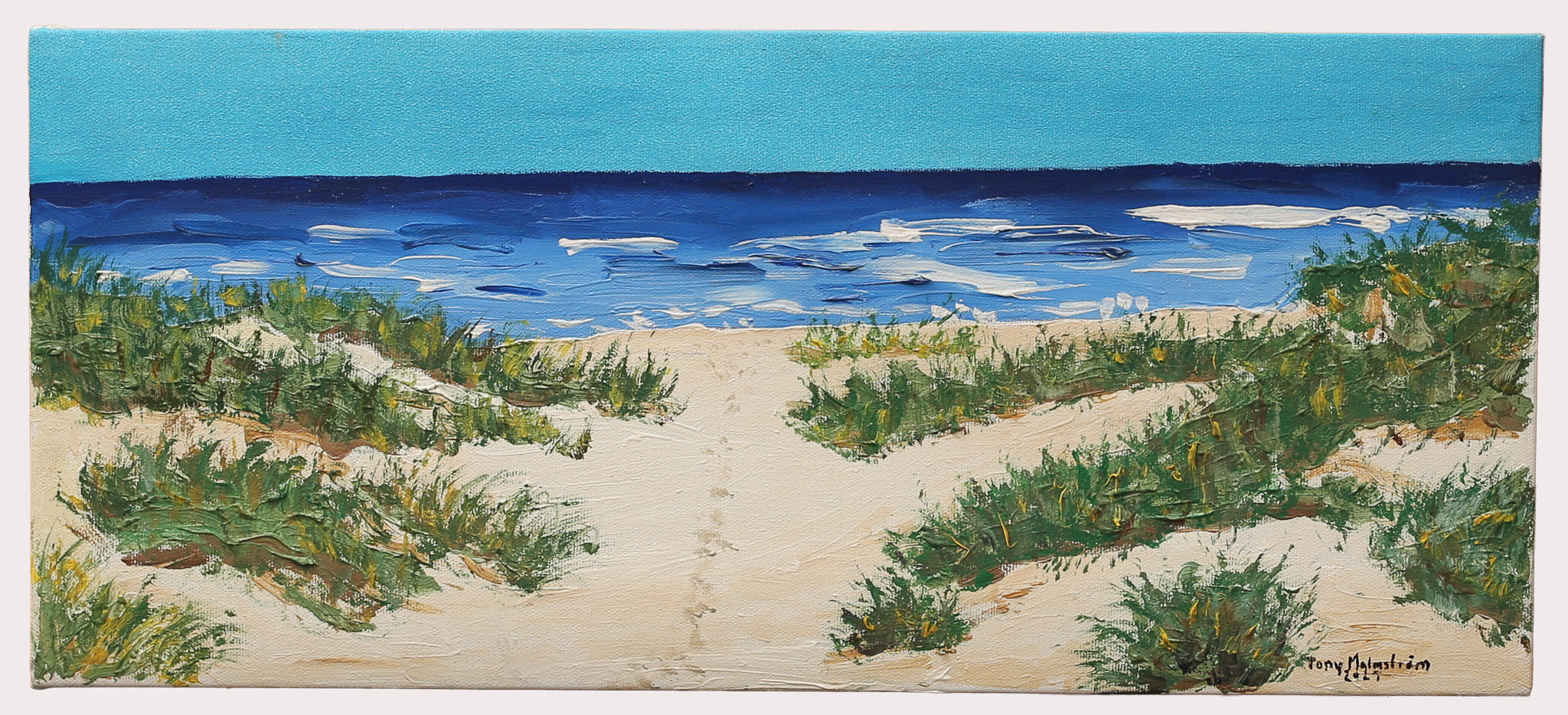 TONY MALMSTRÖM. Olja på duk, "Strandmotiv i Falsterbo" signerad, daterad 2025.