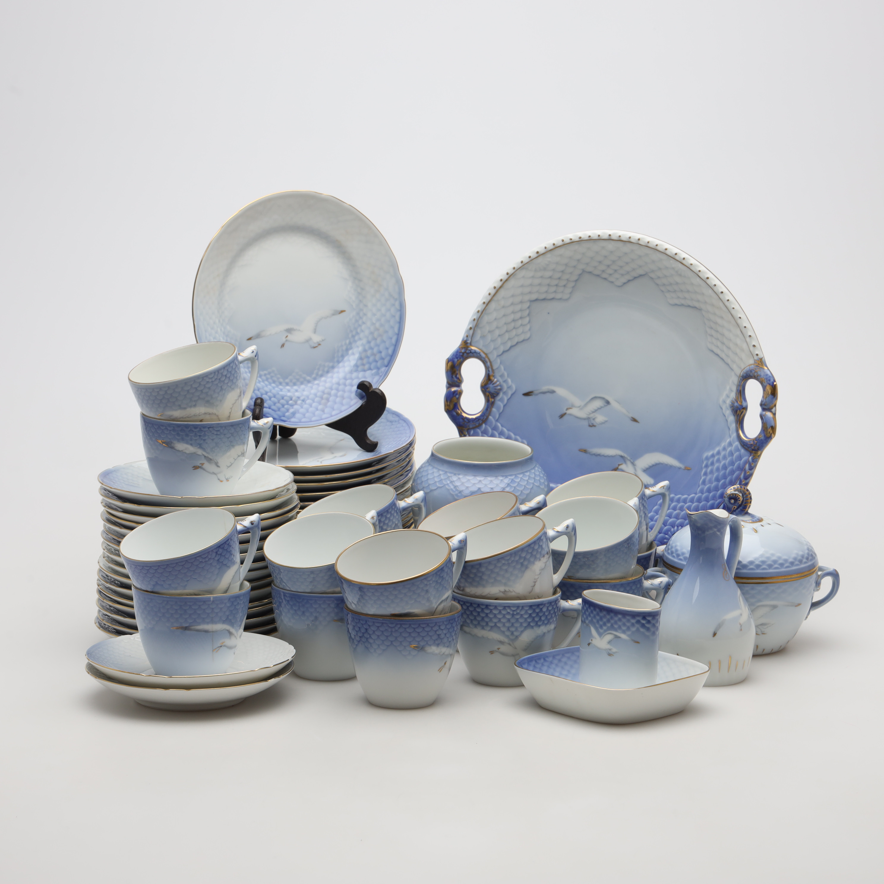 KAFFESERVIS, 54 delar, porslin, "Blå måsen", Bing & Gröndahl.
