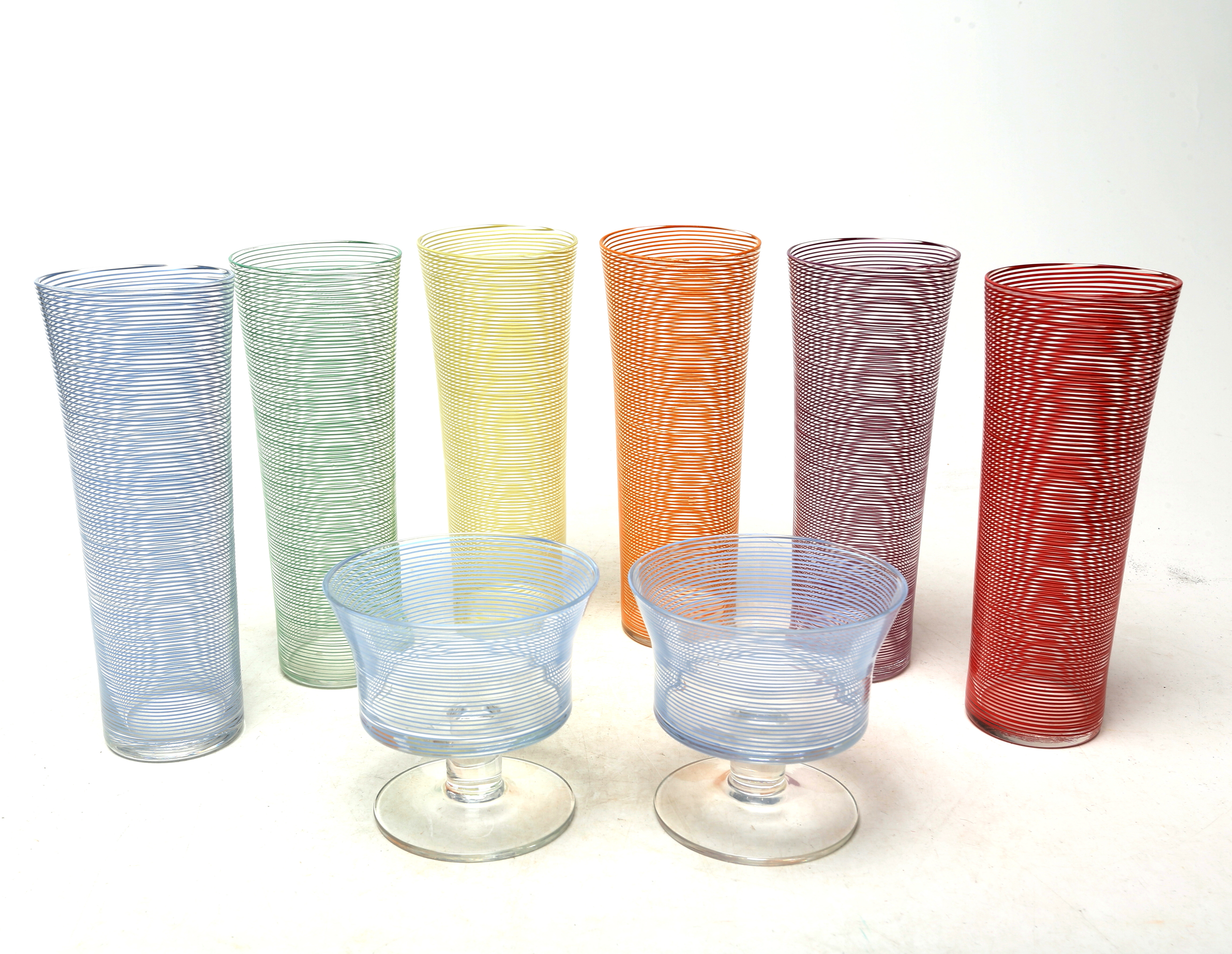 BENGT ORUP. GLAS, 6 st plus 2 st "Party" Johansfors.