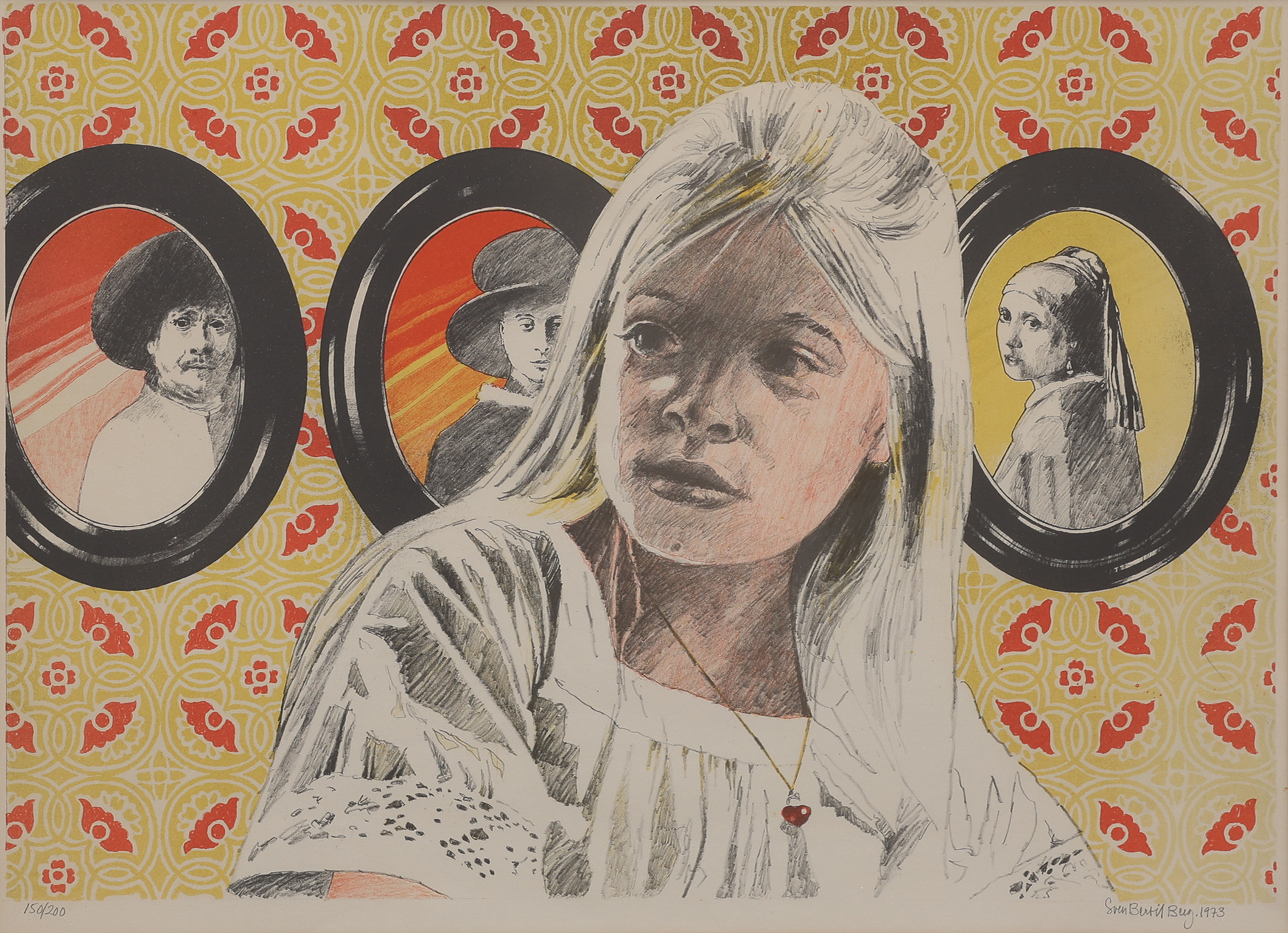 SVEN BERTIL BERG 1931-2022. LITOGRAFI, "FLICKAN OCH HOLLÄNDAREN", SIGNERAD, NUMRERAD 150/200 OCH DATERAD 1973.