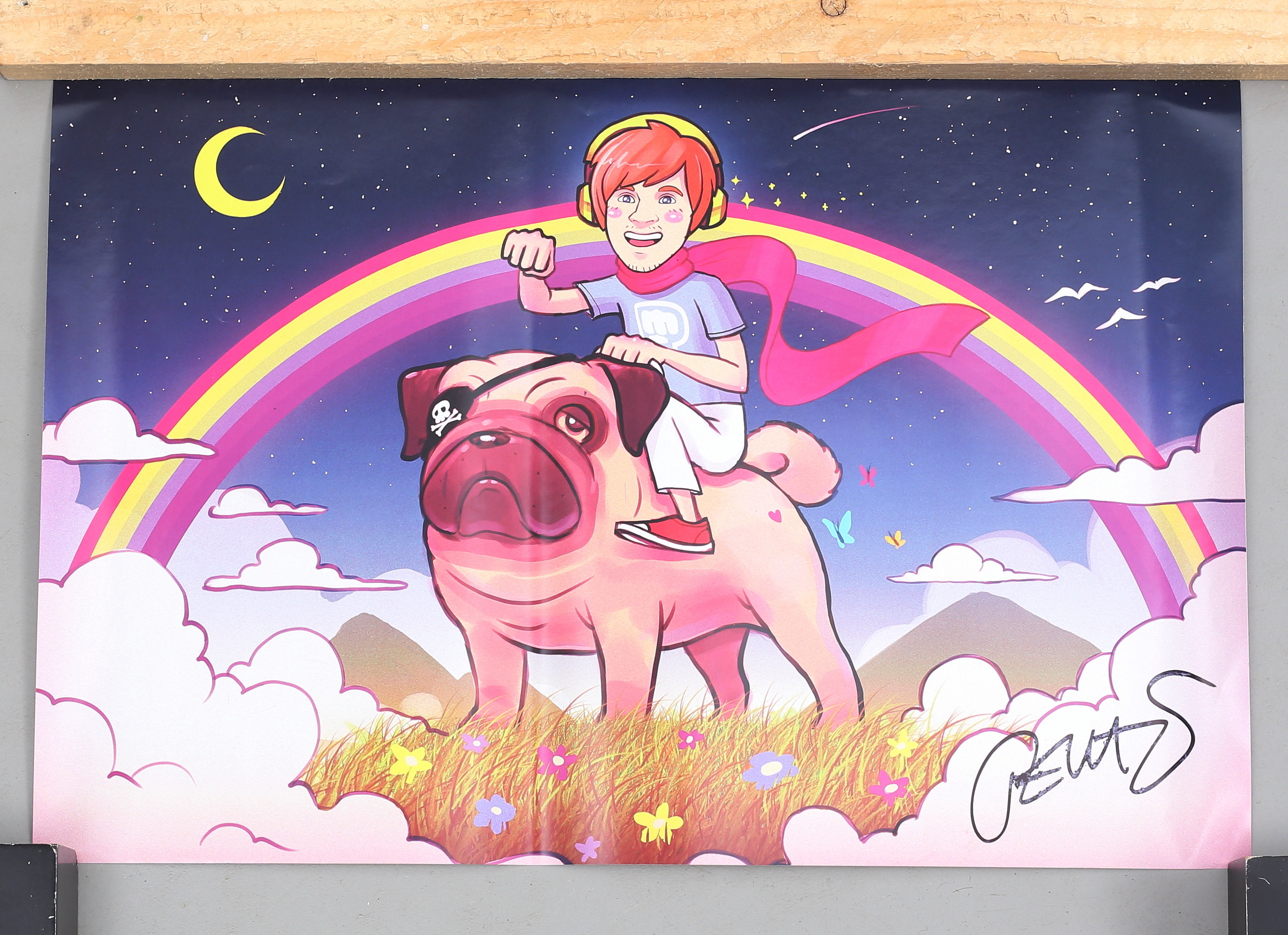 PEWDIEPIE, Poster, "Fabulous Rainbow", signerad.