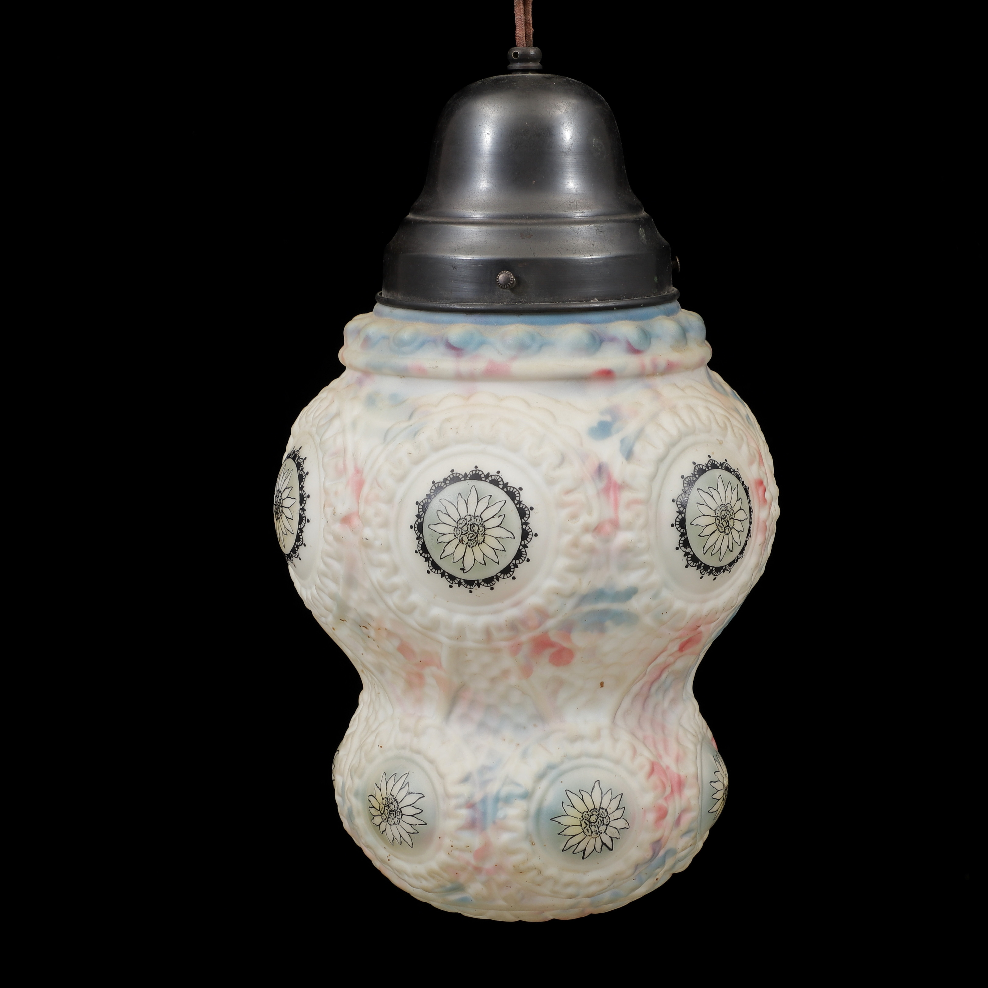 TAKLAMPA, metall/glas, 1900-talets första hälft.