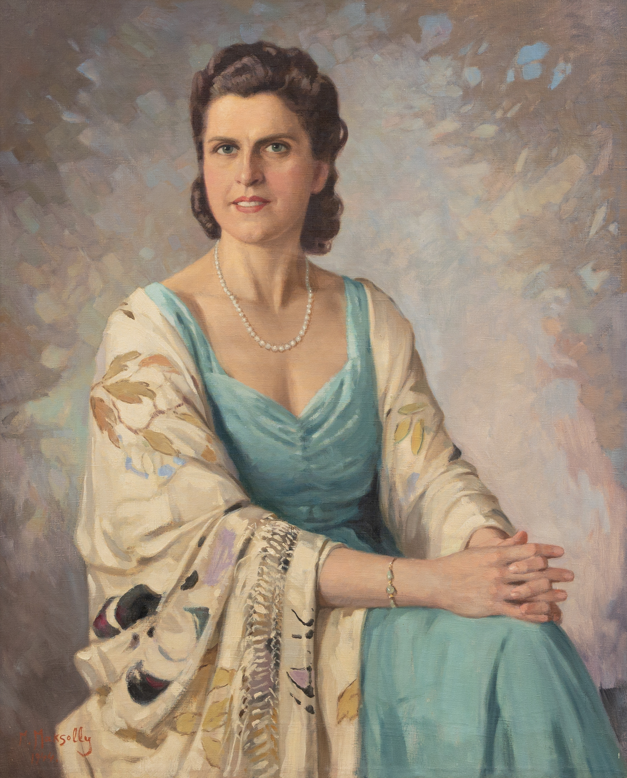 MAXIMILIAN MAKSOLLY (ESTLAND 1884-1968). Porträtt av förnäm dam, olja på duk, signerad och daterad 1944.