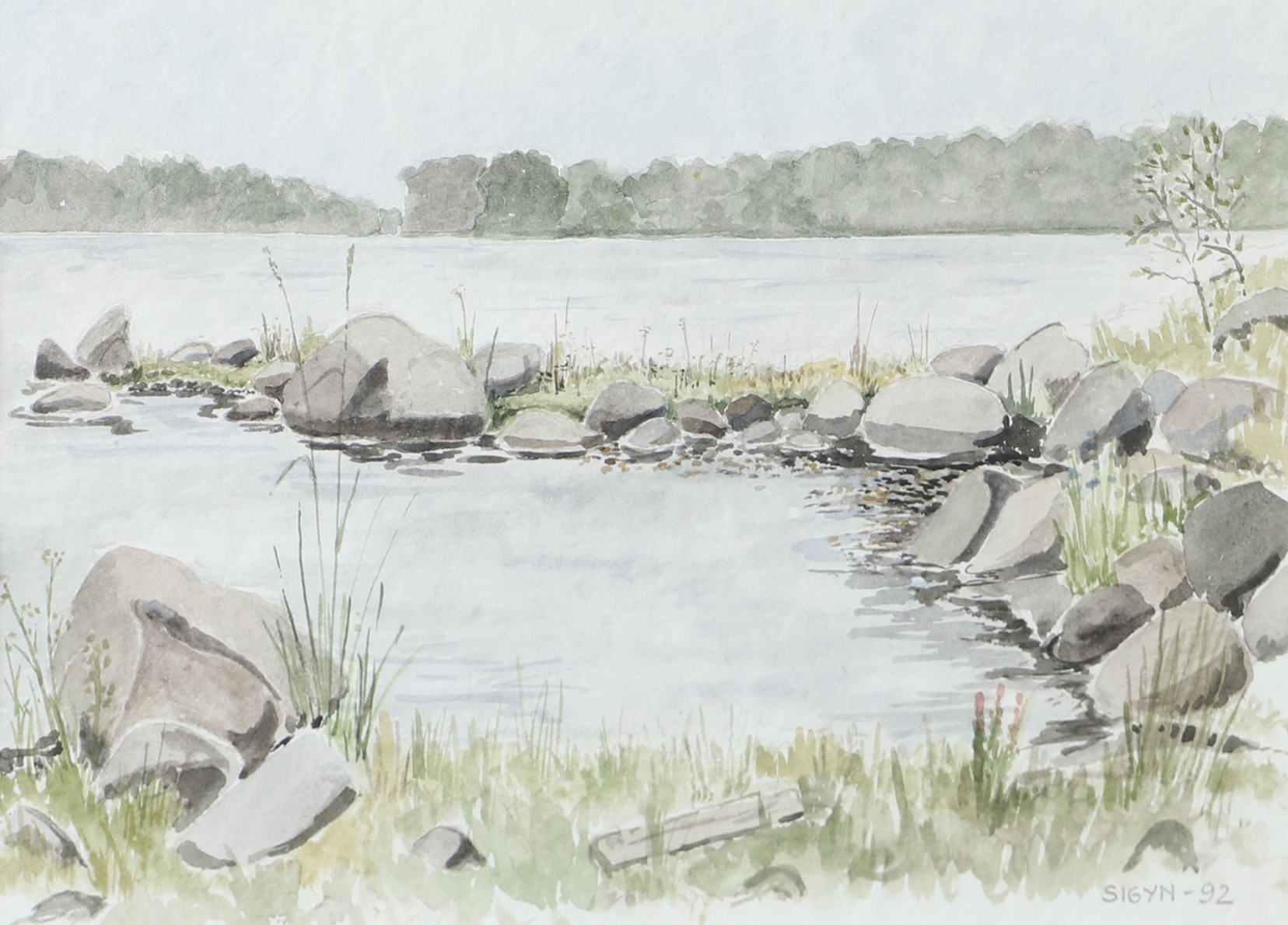 SIGYN EKBERG. "Alvars holme, Transkär", akvarell, signerad Sigyn -92.