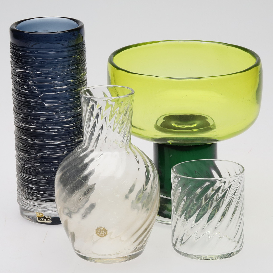 PARTI GLASFÖREMÅL. 4 st, Gullaskruf, Kosta Boda.