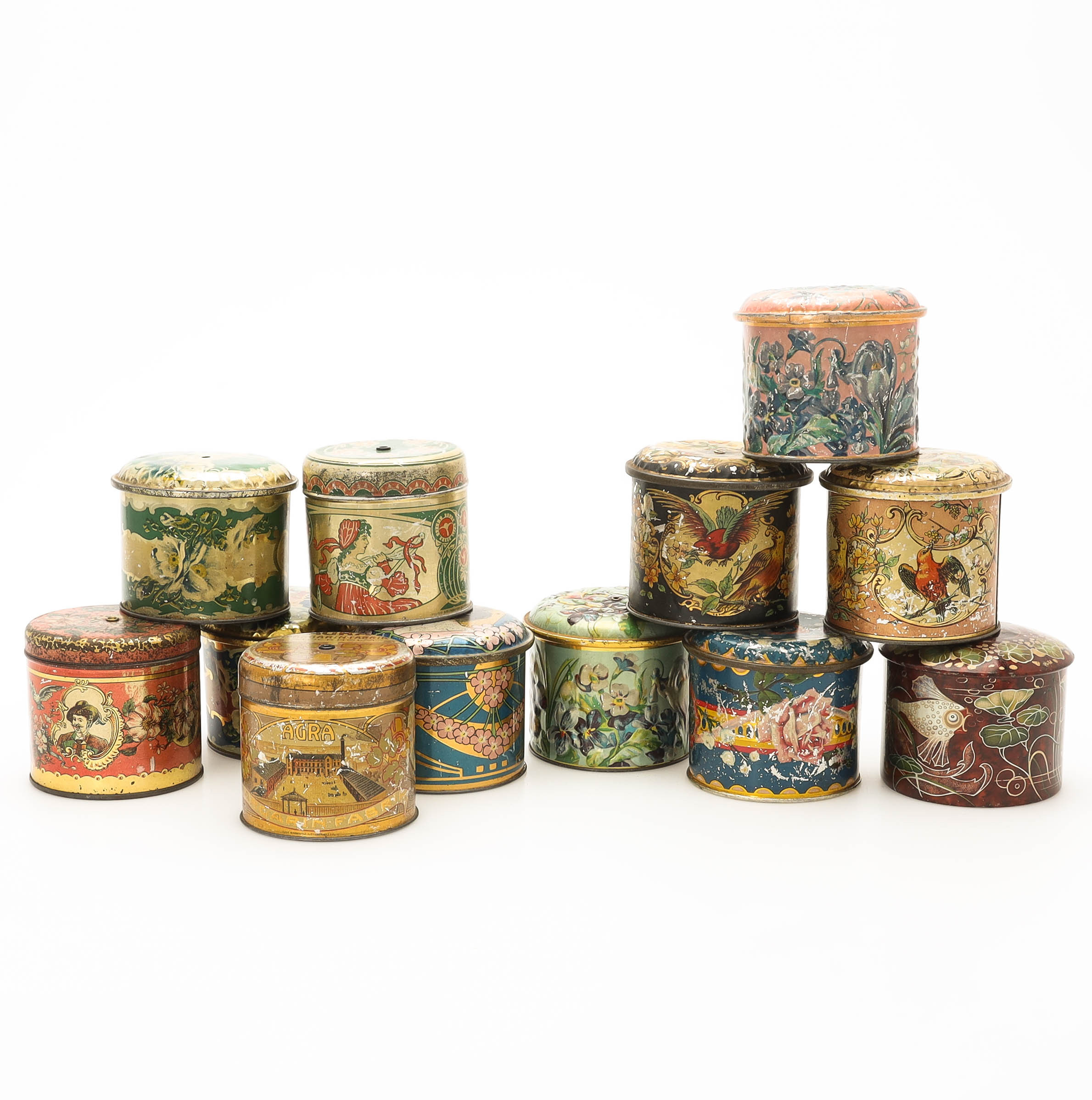 ETUIER, för tråd, litograferad plåt, floral dekor, 1800/1900-tal.