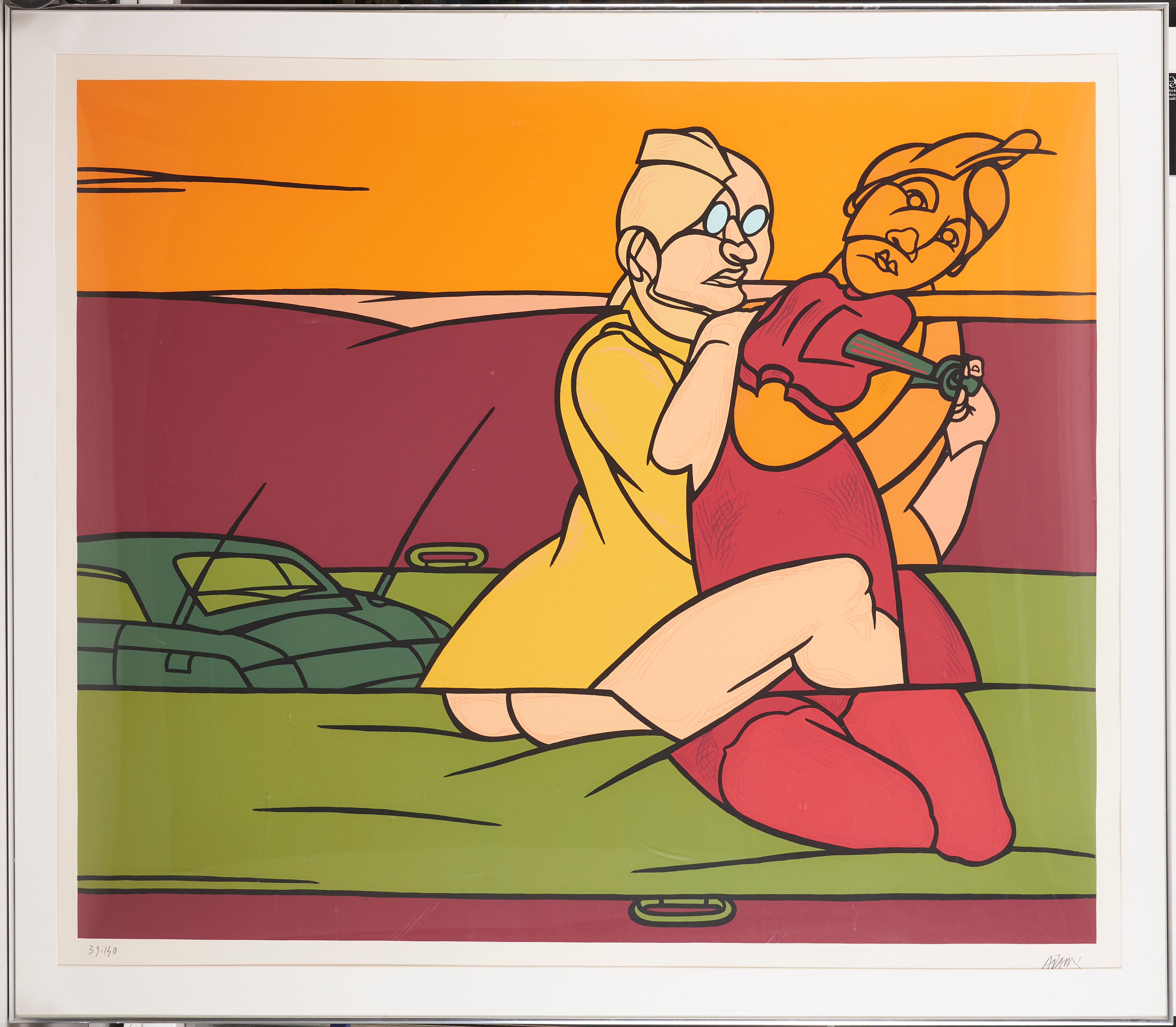 VALERIO ADAMI. "Cosa se verde fuori", färgserigrafi, signerad Adami, 39/140.