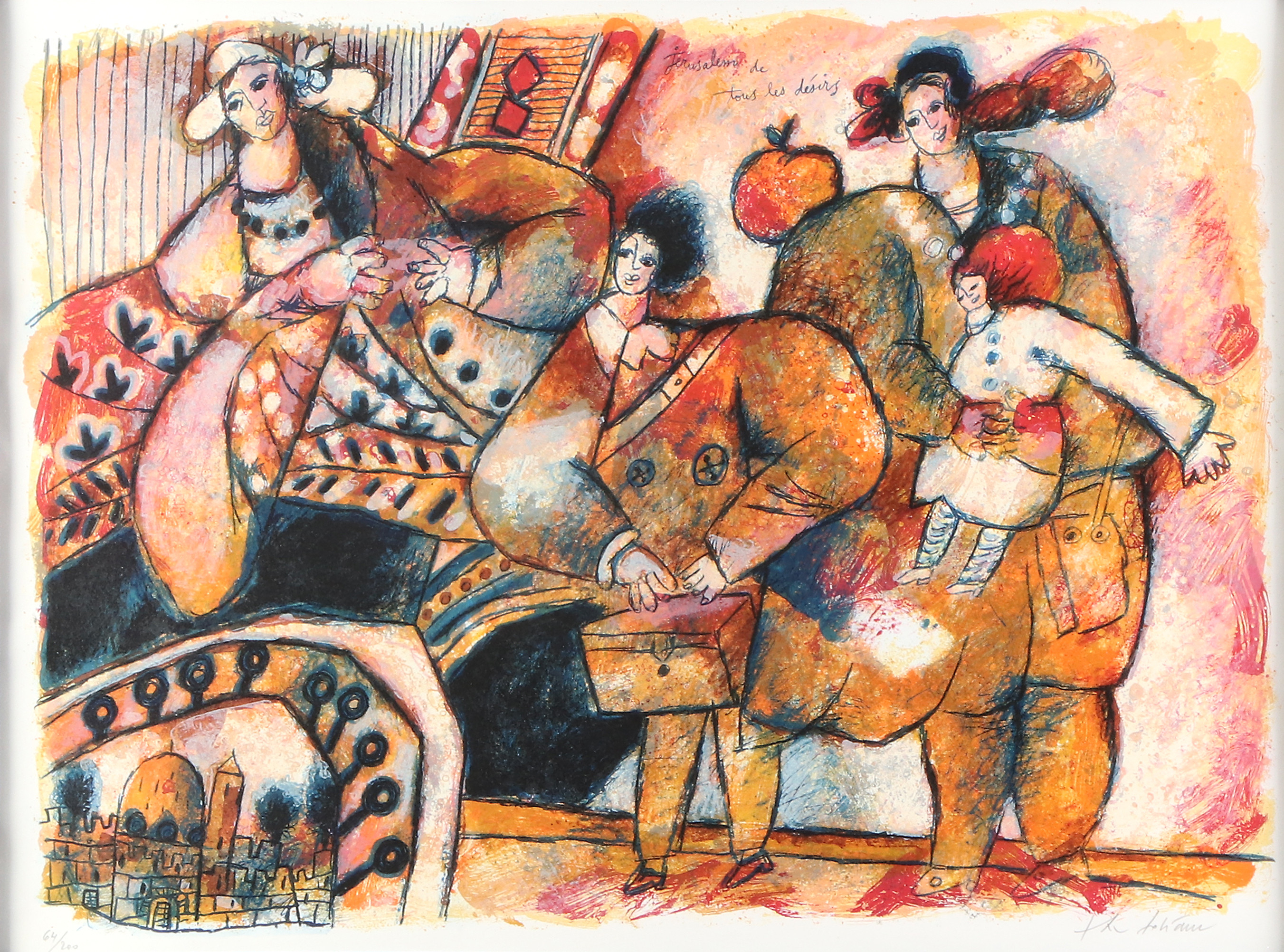 THEO TOBIASSE. Litografi, 64/200. "Jerusalem de tours les desirs". Signerad.