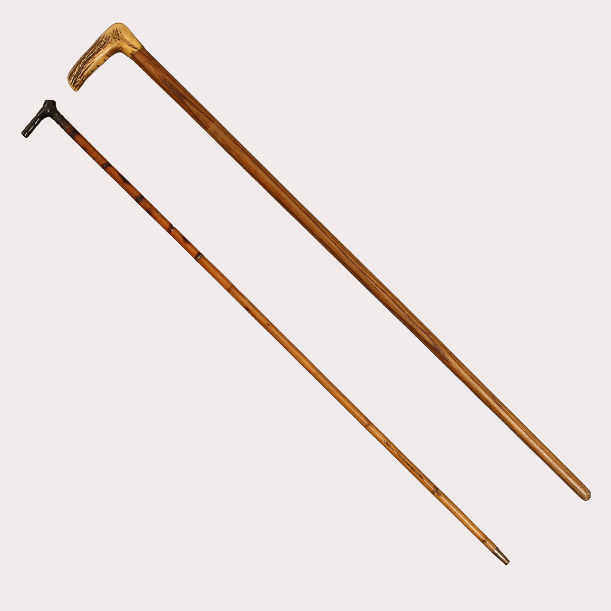 KÄPPAR, handtag i horn/bakelit, trä/bambu, mässingsbeslag, 2st.