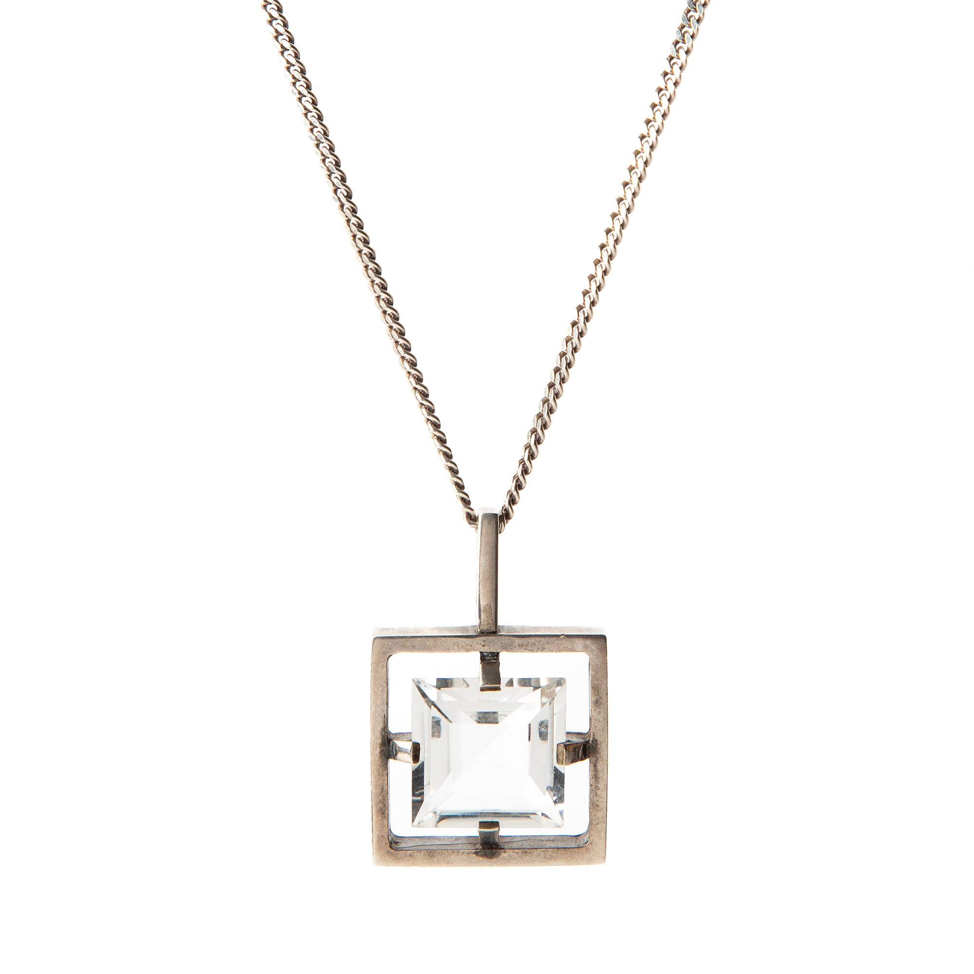 HÄNGE, silver med fasettslipad bergkristall, Hallbergs, Köping.