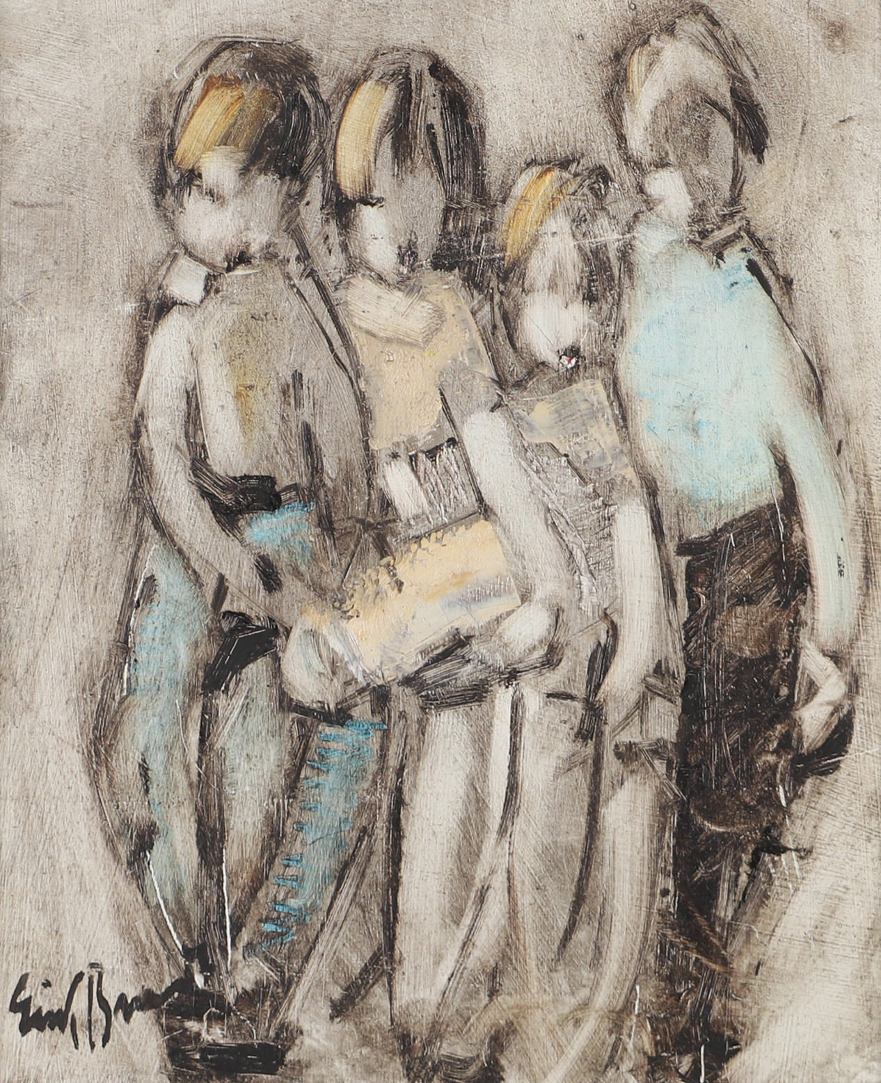 ERIK BRANDT. Barn, olja på pannå, signerad.