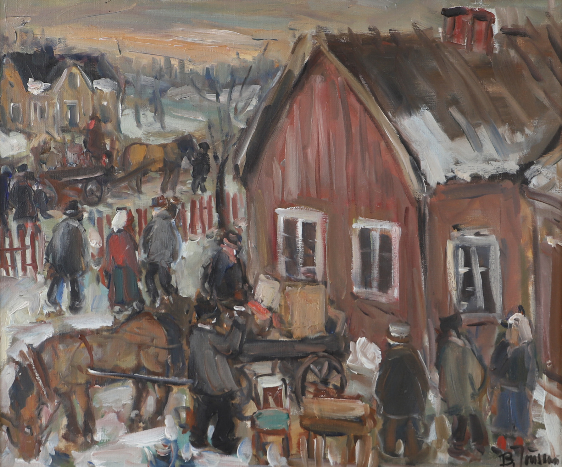 BROR JÖNSSON. Flyttlass, olja på duk, signerad B Jönsson.