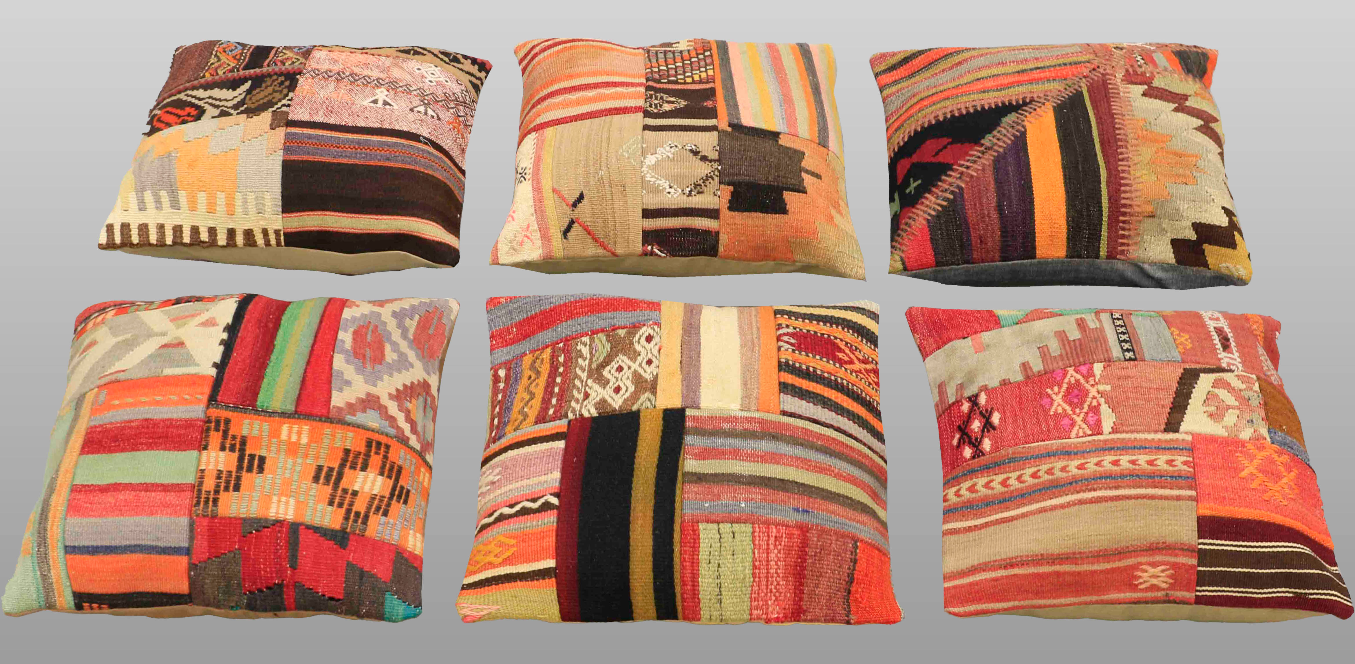 KUDDFODRAL. Parti kuddfodral 6 st, anatoliska Kelim fragment, 50 x 50 cm.