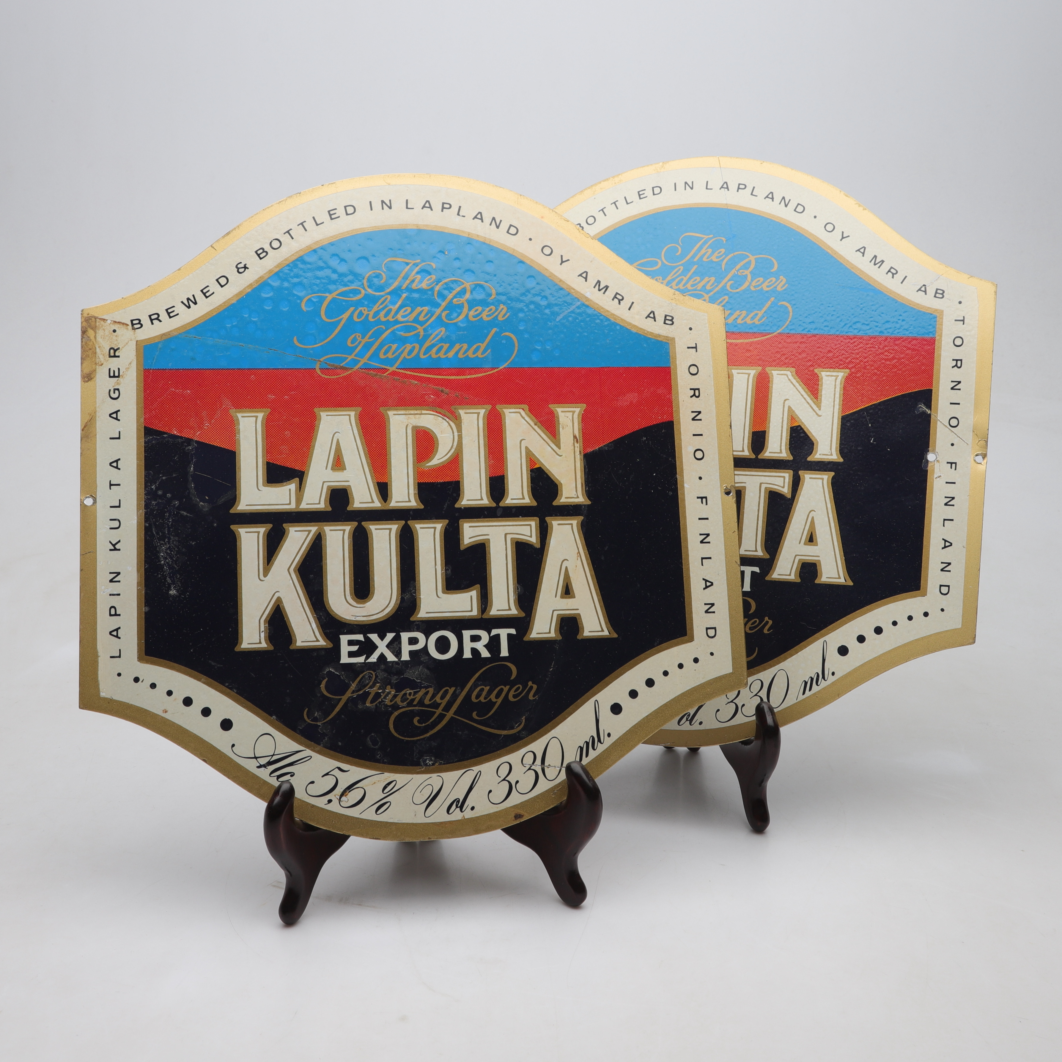 PLÅTSKYLTAR, 2 st, "Lapin Kulta", 1900-talets andra hälft.