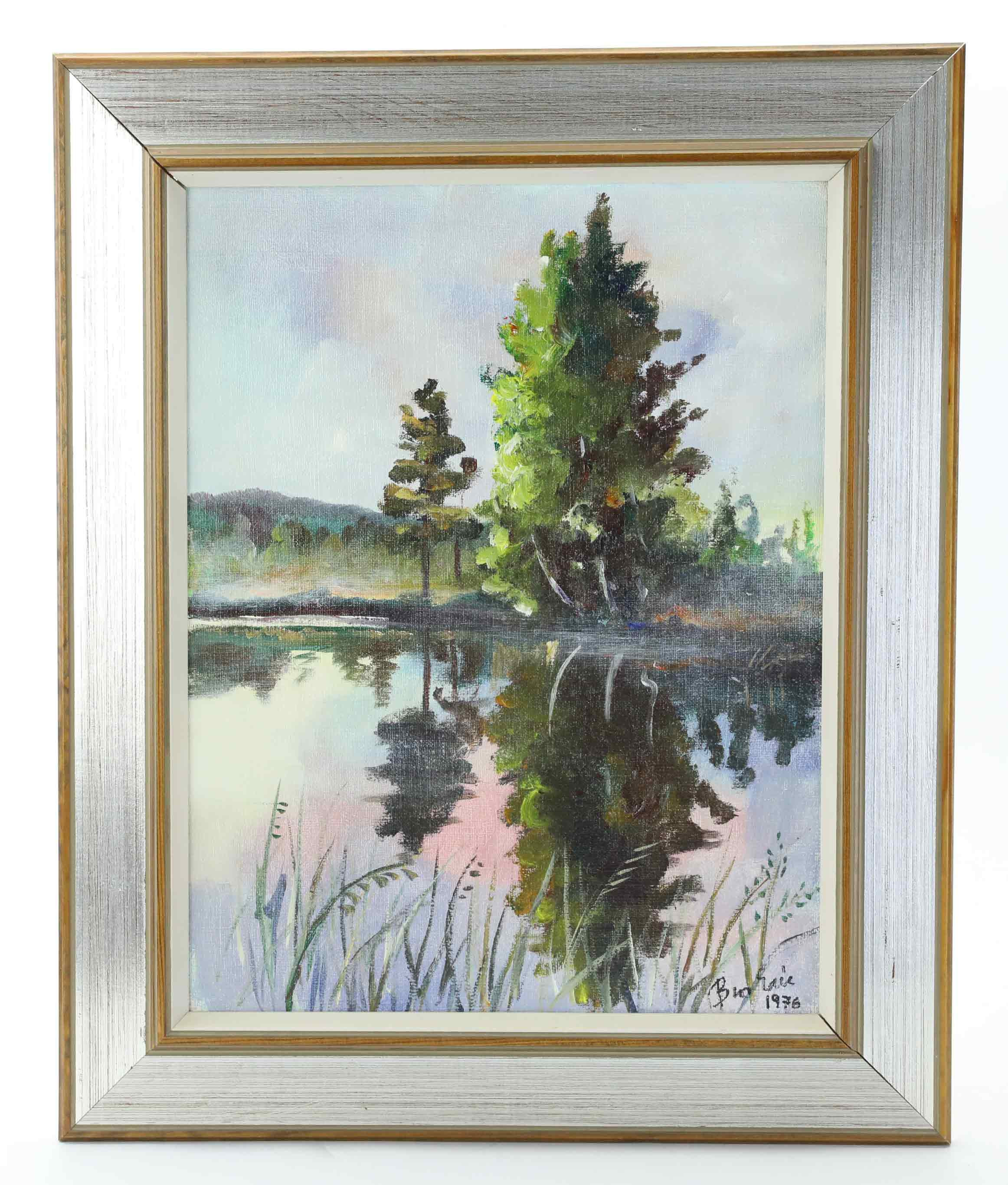 BROR ERIC BERGKVIST. Olja på duk, "Höst vid Dellen", signerad och daterad 1976.