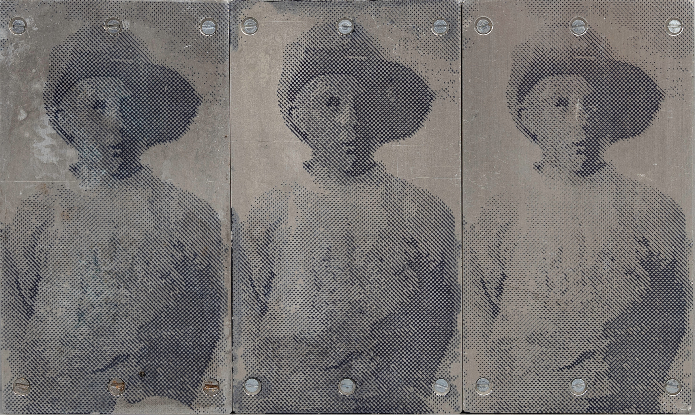 BIRGITTA NENZEN. "Tre Pojkar" plåt på träram.