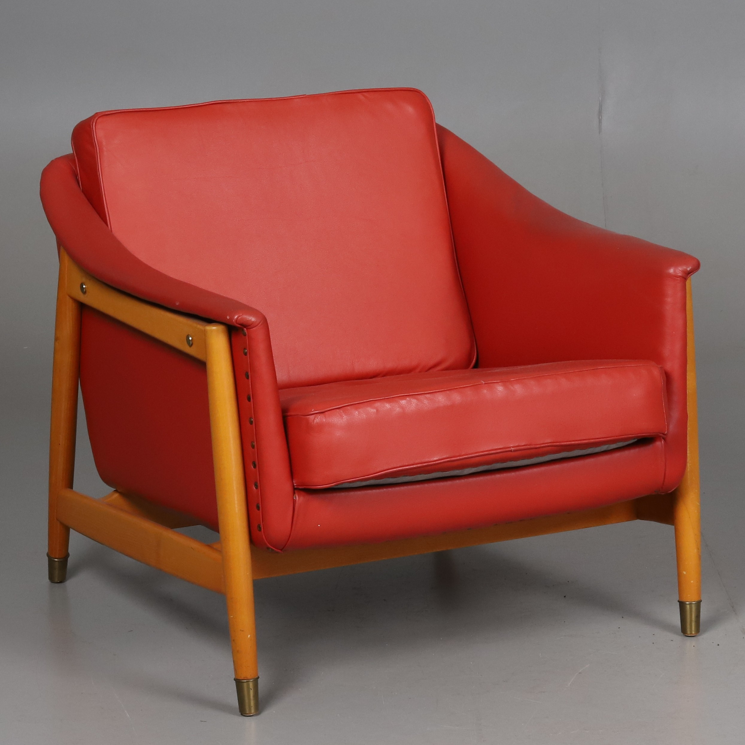 FOLKE OHLSSON. FÅTÖLJ, skinn, "Scania", 1960-tal.