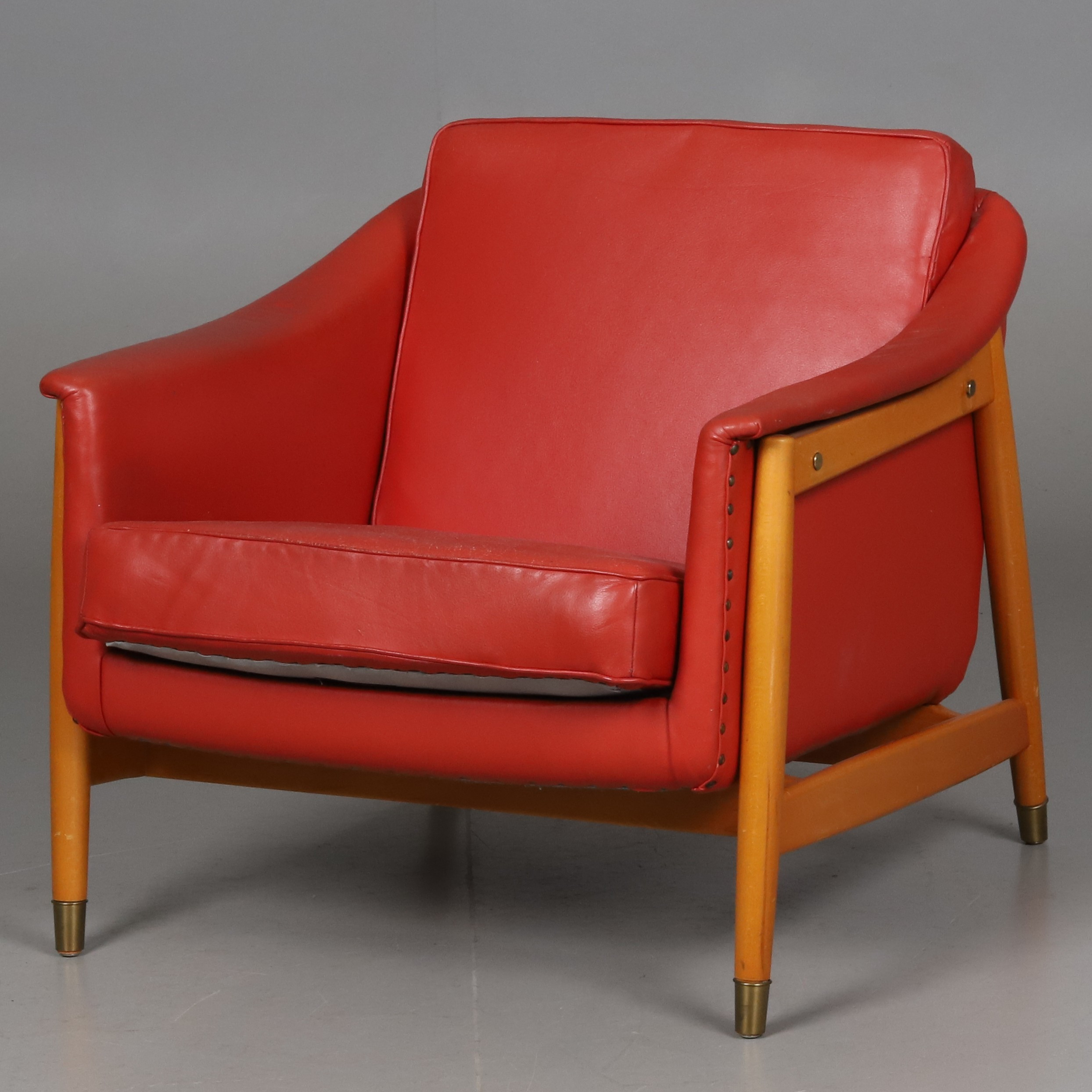 FOLKE OHLSSON. Fåtölj, skinn, "Scania", 1960-tal.