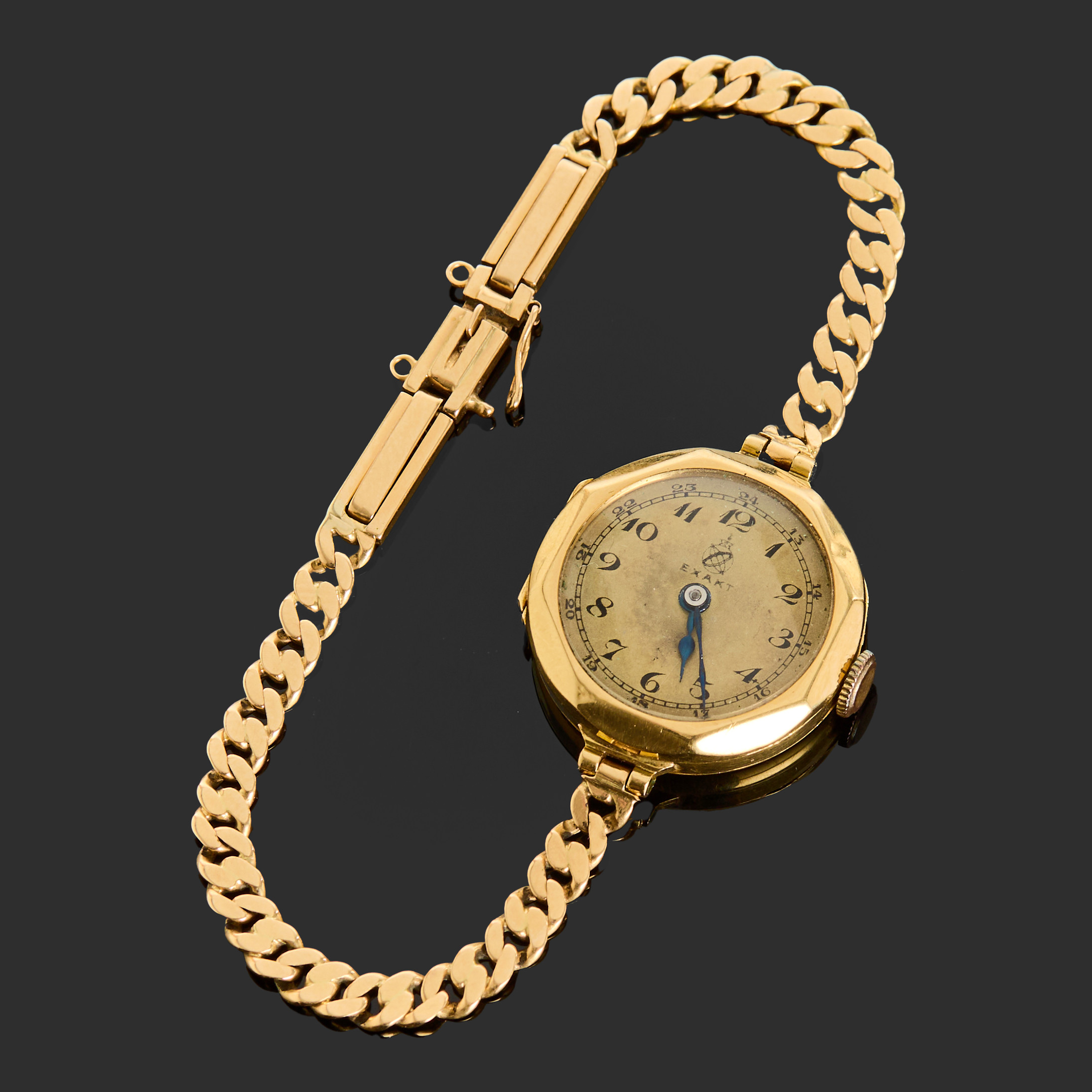 DAMARMBANDSUR, Exakt, 18k guld, pansar-länk.