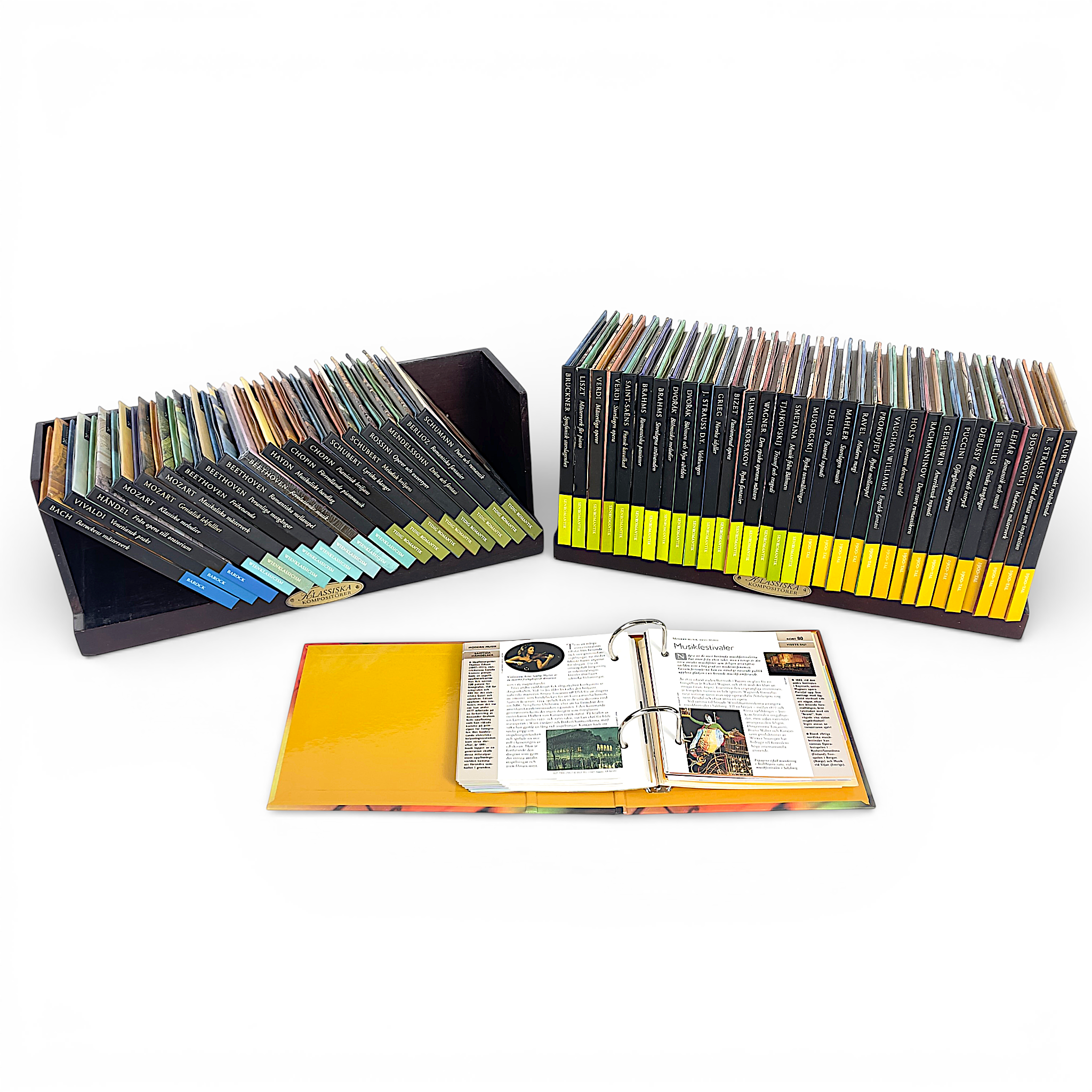 CD-SKIVOR, 51 st. "Klassiska kompositörer", med ställ och pärm.