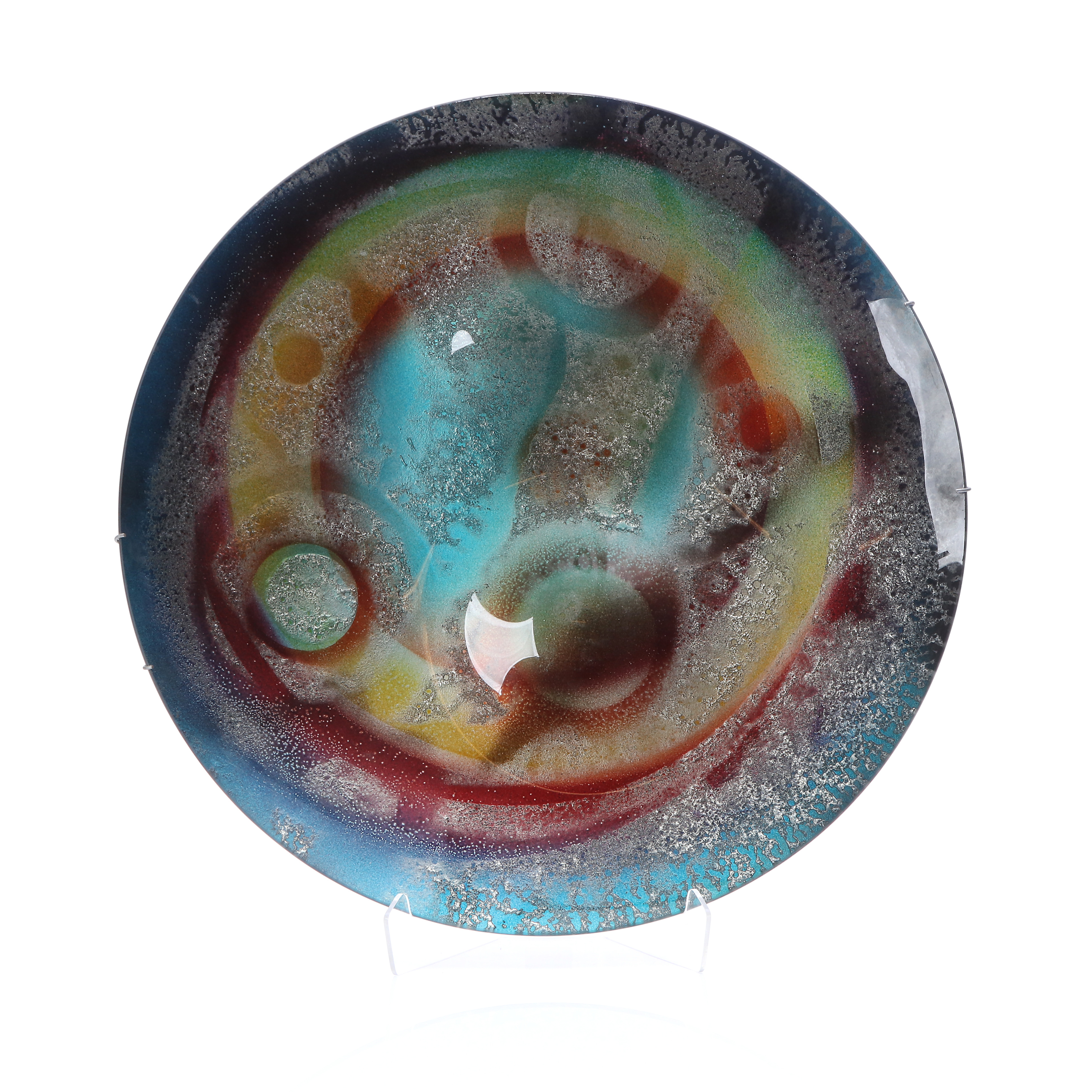 SKÅLFAT. Konstglas med silverinläggning i glaset. På undersidan otydligt signerat samt märkt Pezzo Originale. Italien, 1900-tal.