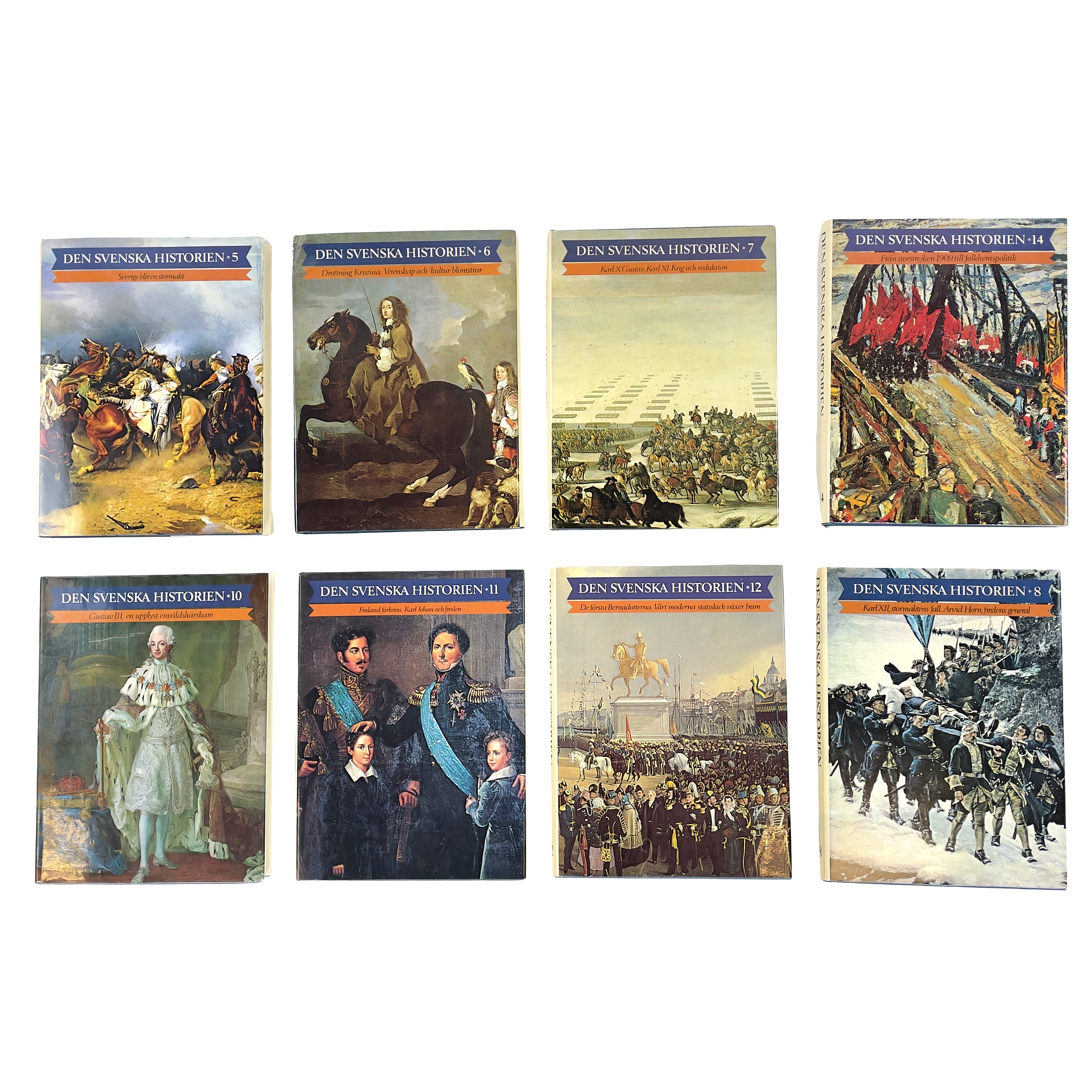 BÖCKER, 8 st. "Den svenska historien", Albert Bonniers Förlag, Stockholm, 1979/1980.