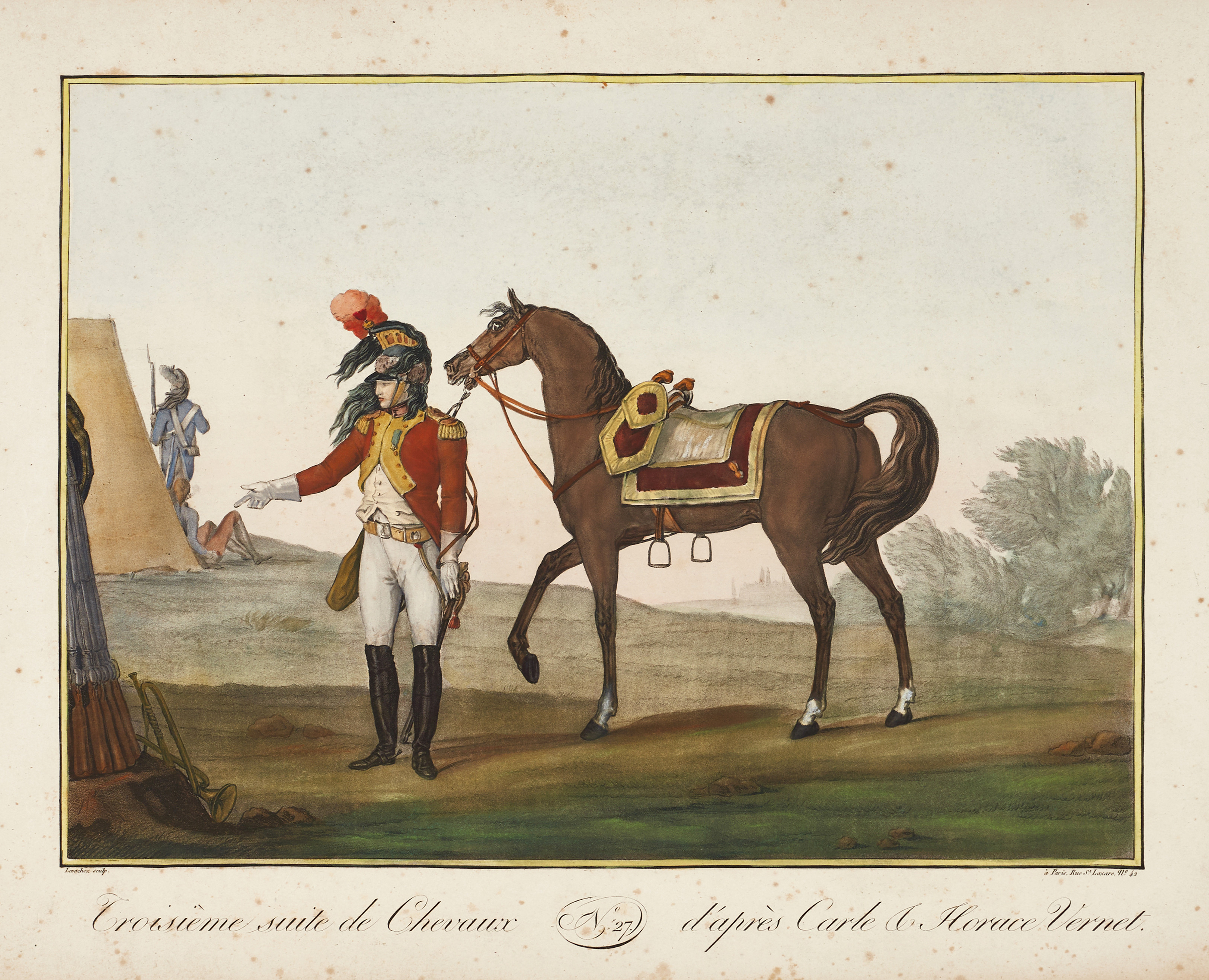 VERNET, (3) illustrationer ur "Recueil de chevaux en tout genre", (1807).
