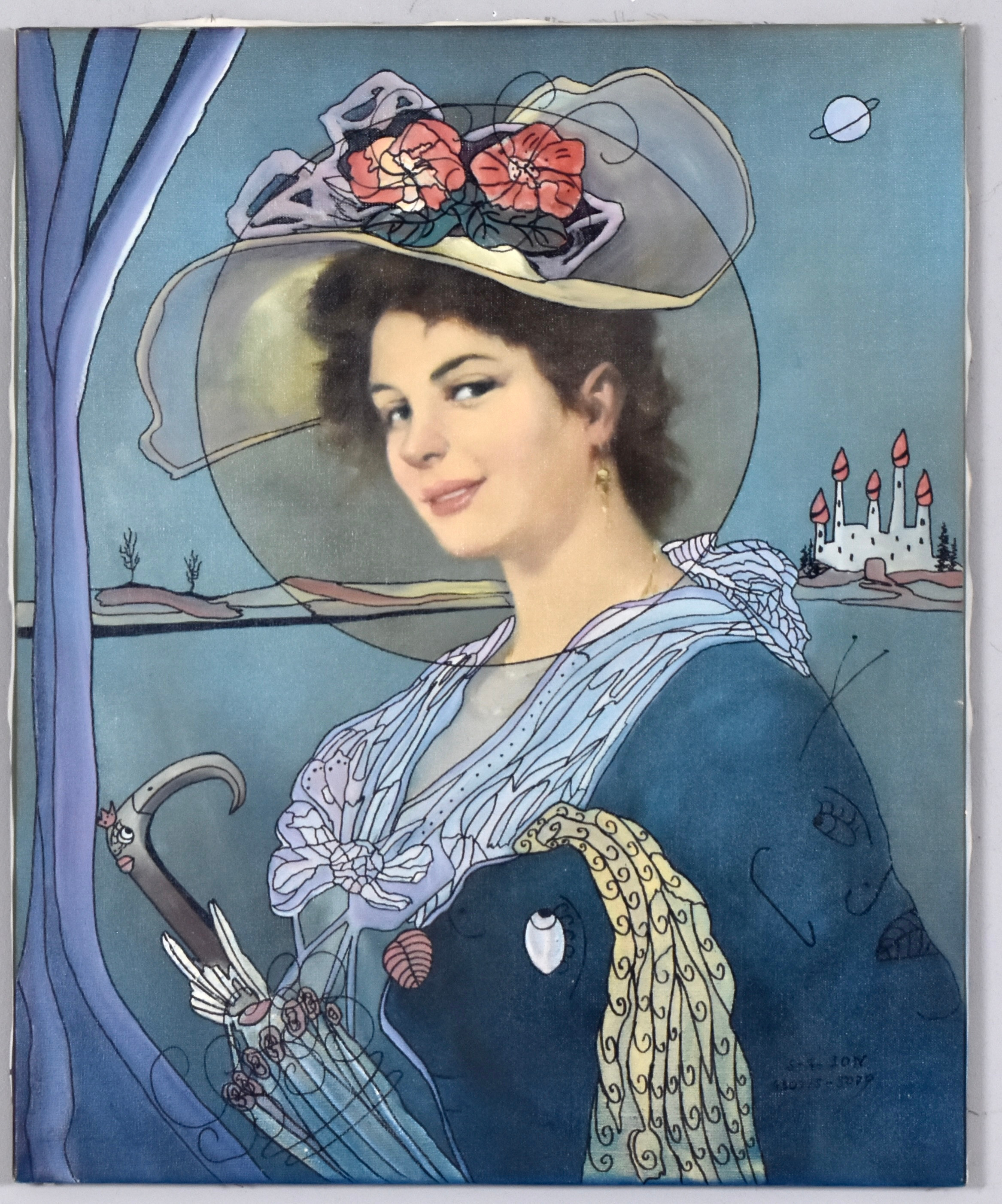 SVEN GÖRAN SVENSSON G:SON. oljemålning på duk, komposition med kvinna.