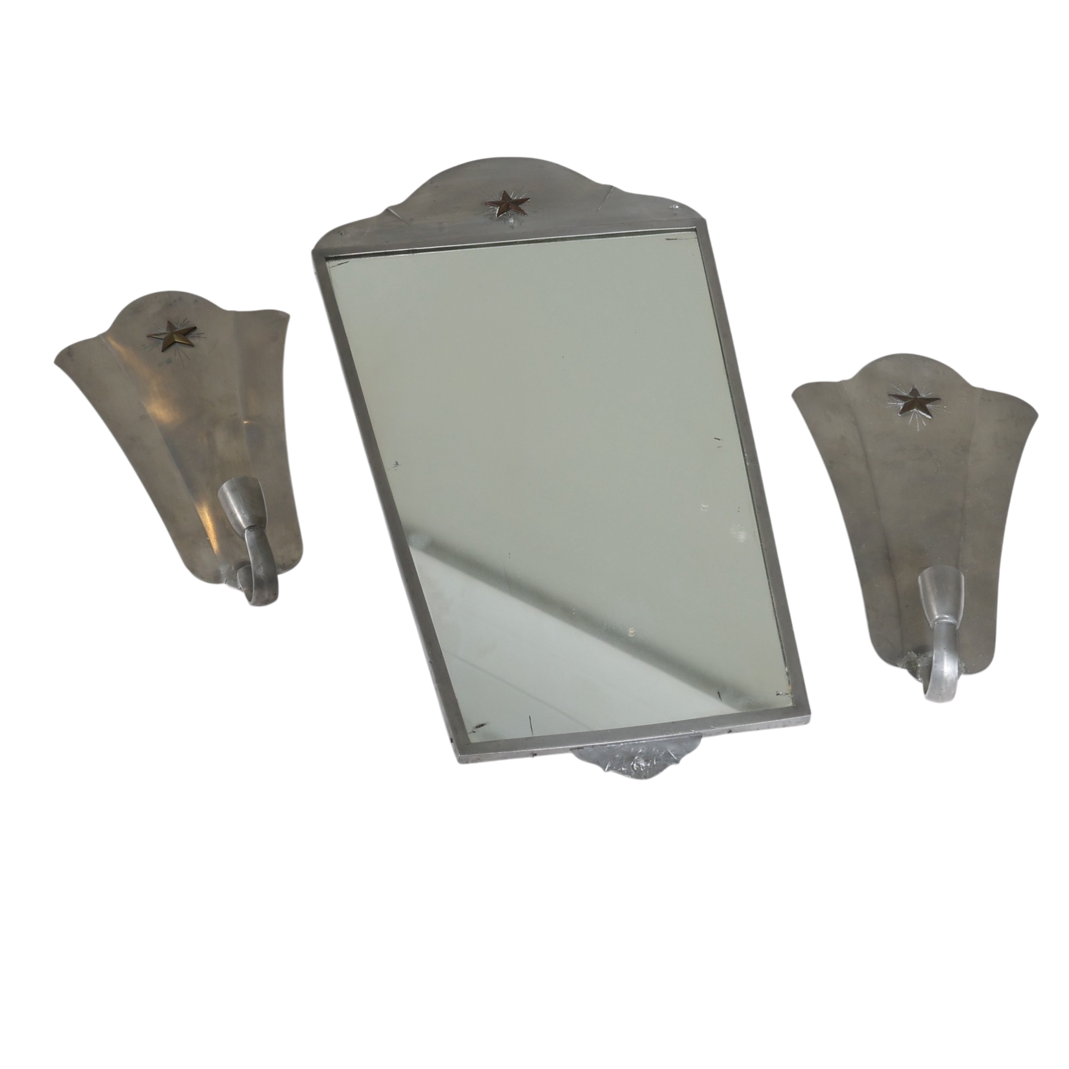 SPEGEL, samt lampetter, tenn, GAB, Stockholm, 1930-tal.