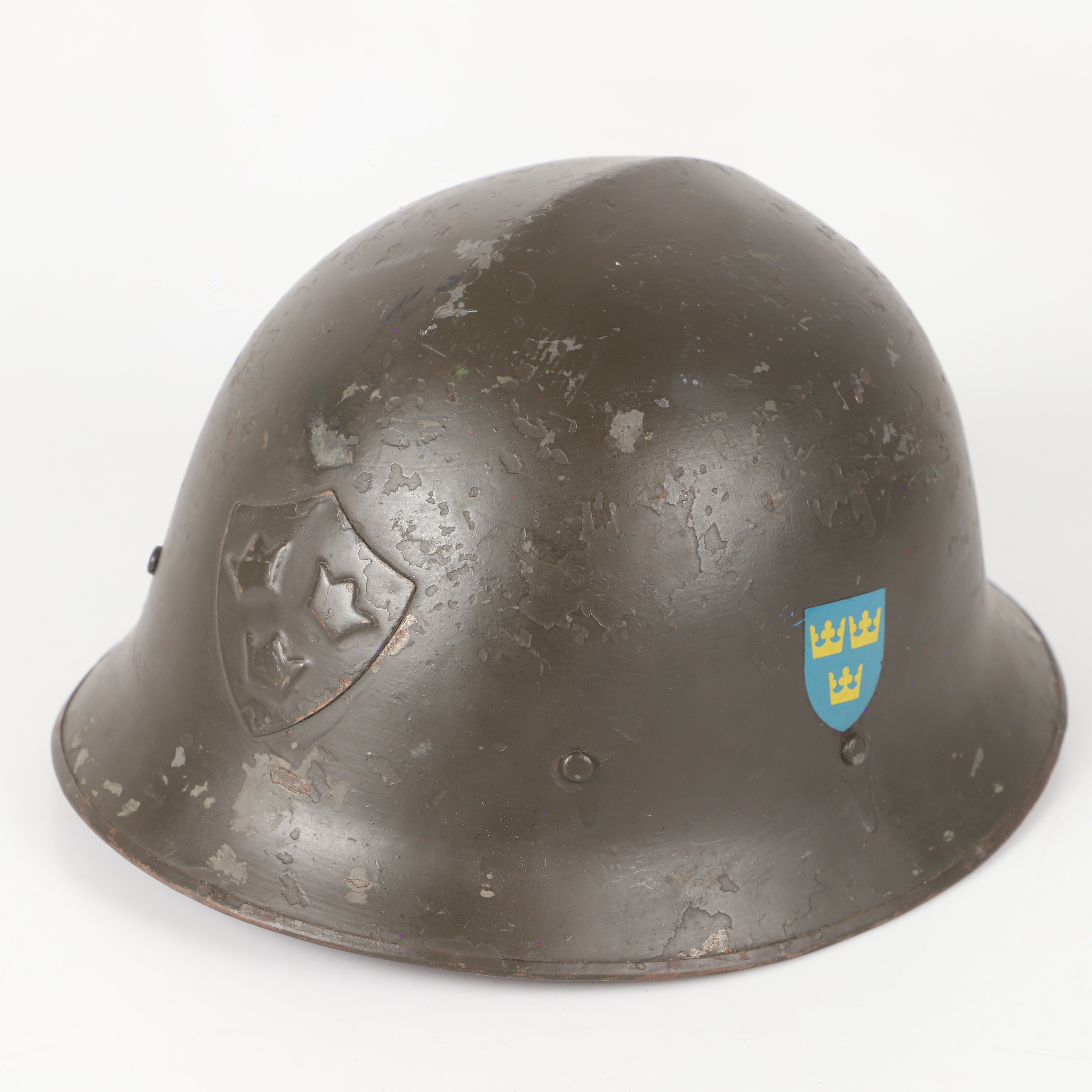 MILITÄRHJÄLM, m/21, järn/läder, Sverige, 1900-tal.