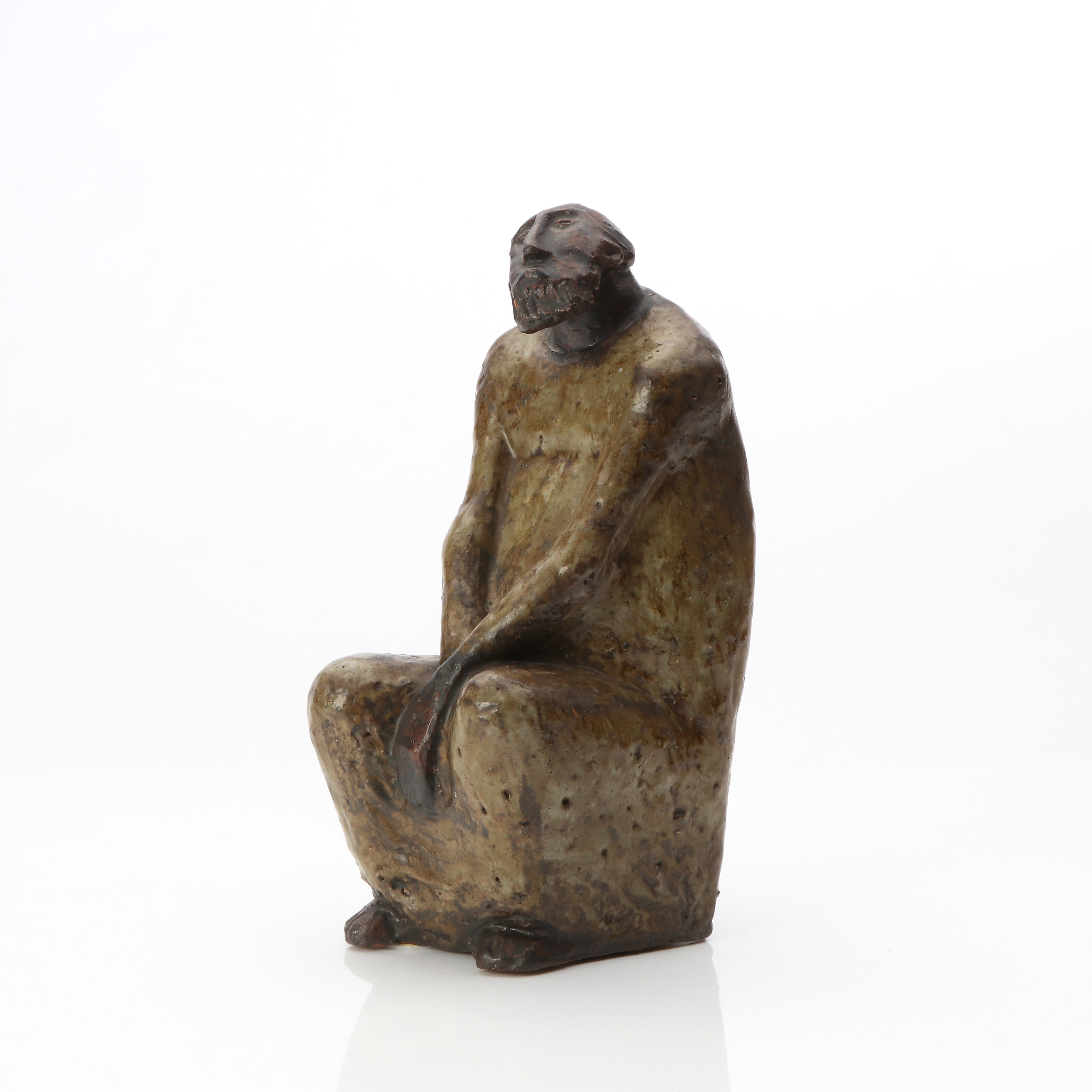 ÅKE HOLM. KERAMIKSKULPTUR. Glaserat lergods. Jeremaia tänkaren. Signerad på baksidan.