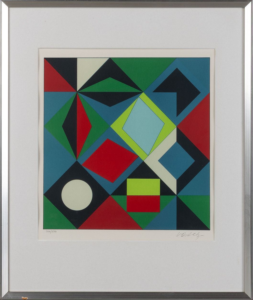 VICTOR VASARELY. Komposition, färglitografi.