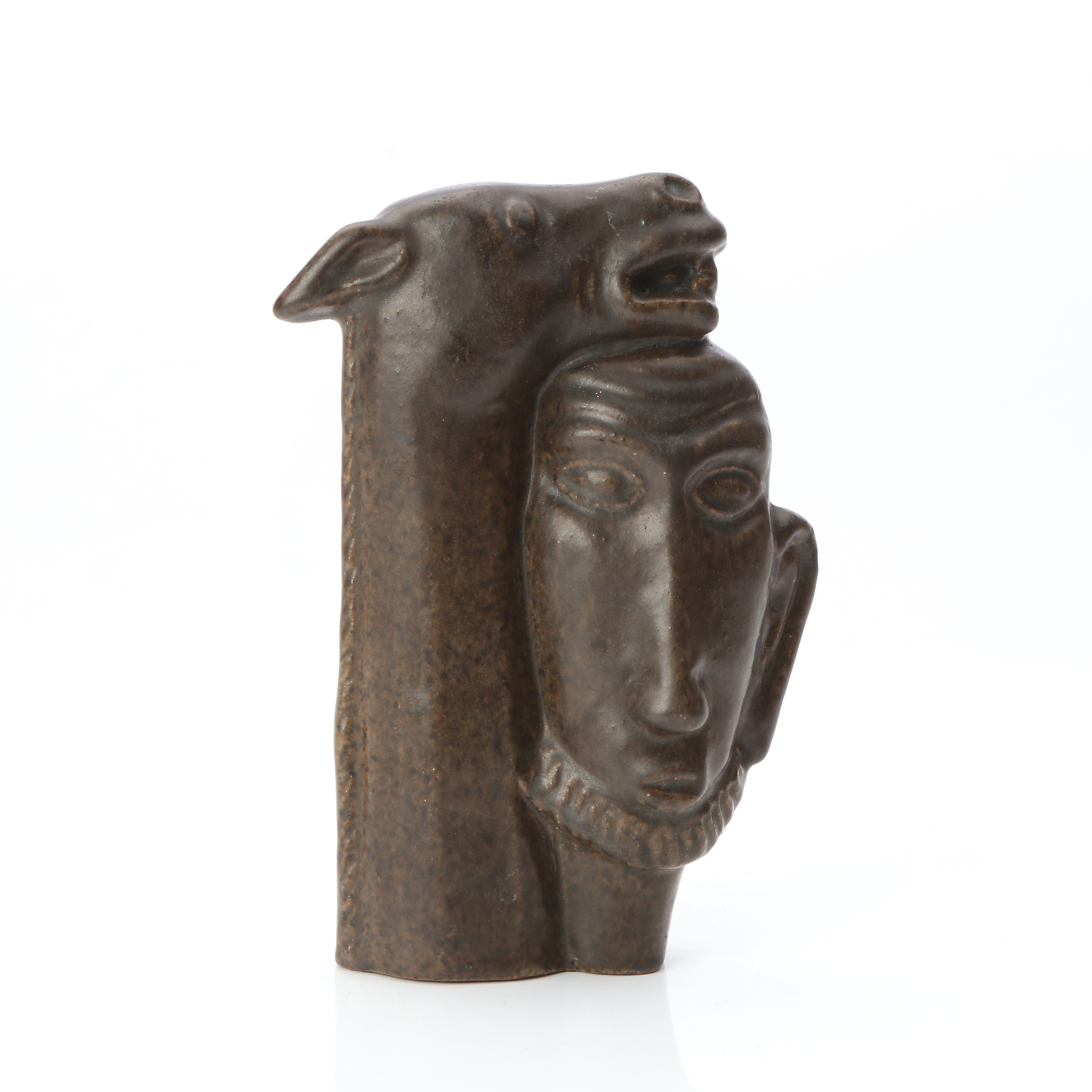 ÅKE HOLM. Keramikskulptur. Glaserad keramik. Bileam och åsnan. Signerad undertill.