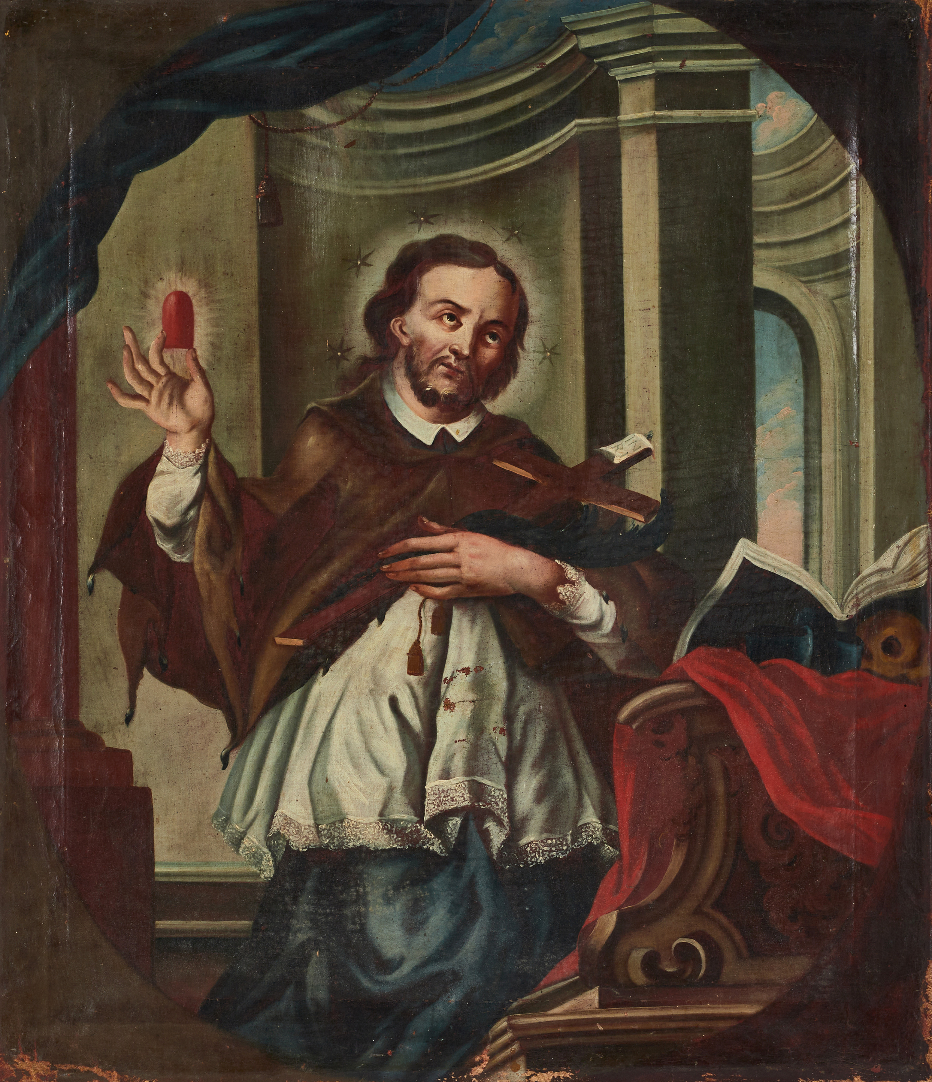 CENRALEUROPEISK SKOLA, föreställande helgonet Johannes von Nepomuk, 1800-talets första hälft, olja på duk.