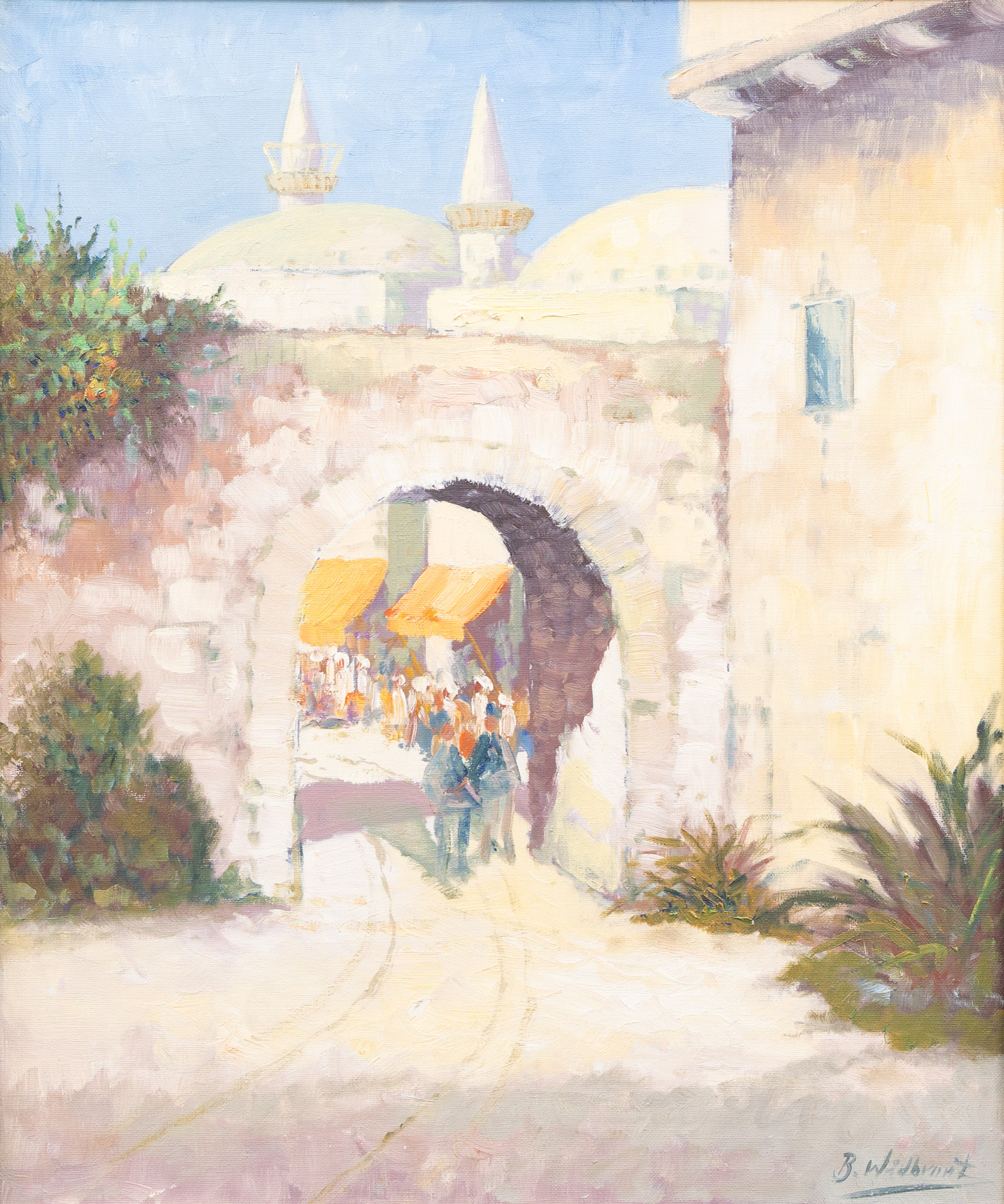 BERTIL WIDBRANT (1914-1988). Stadsmur, olja på duk, signerad.