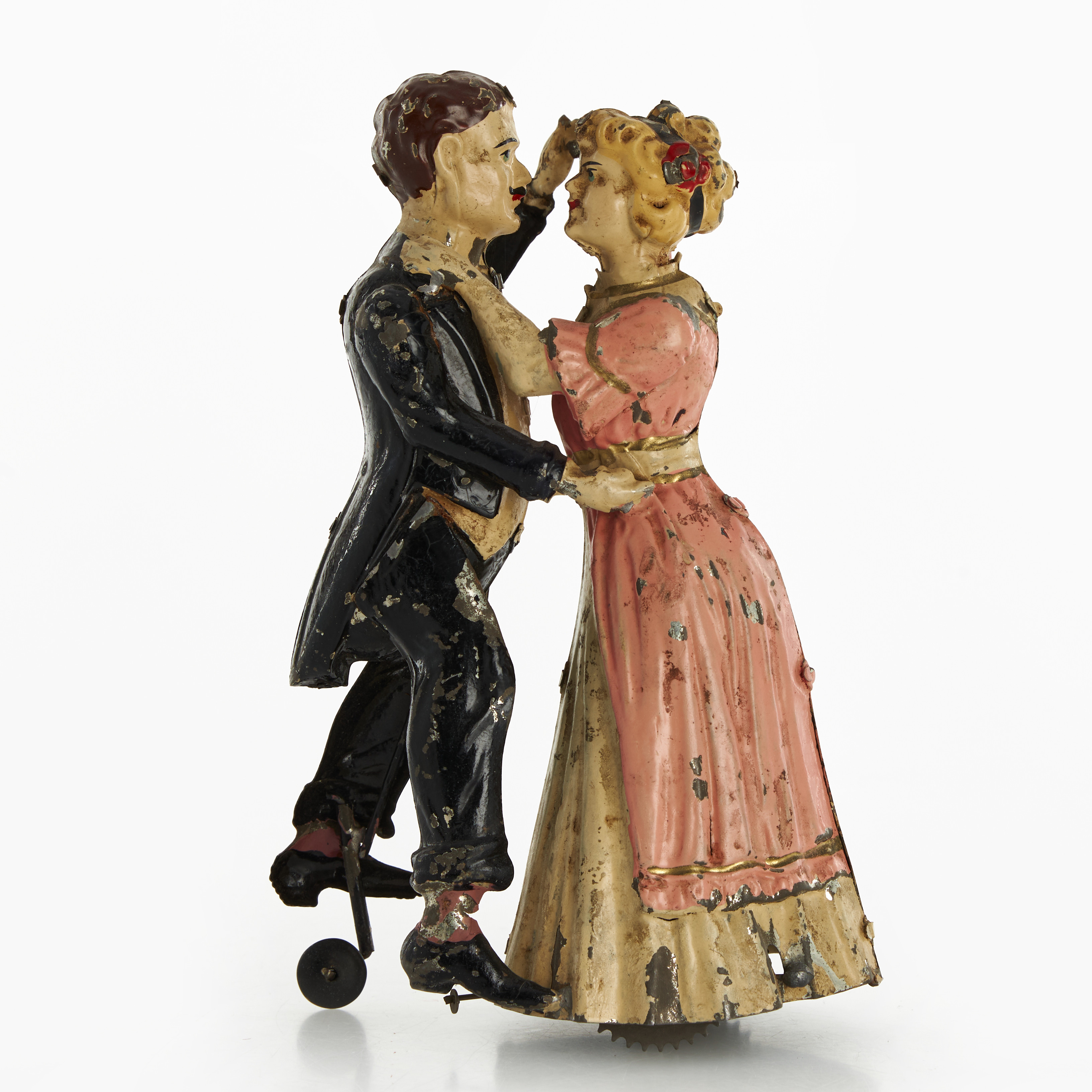 GÜNTHERMANN. Dansande par, Tyskland, tidigt 1900-tal, litograferad plåt, urverk.