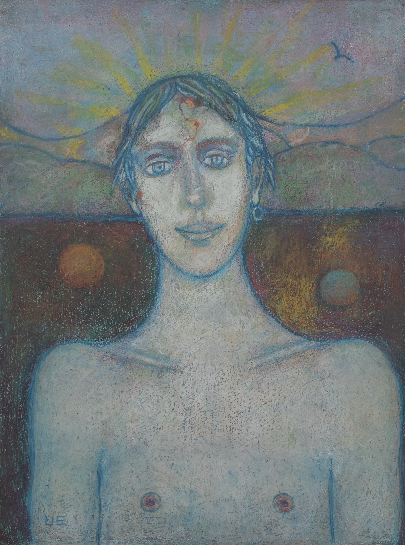 ULLA EKMAN-DAHLBÄCK (1924-2011). Porträtt, krita, signerad.