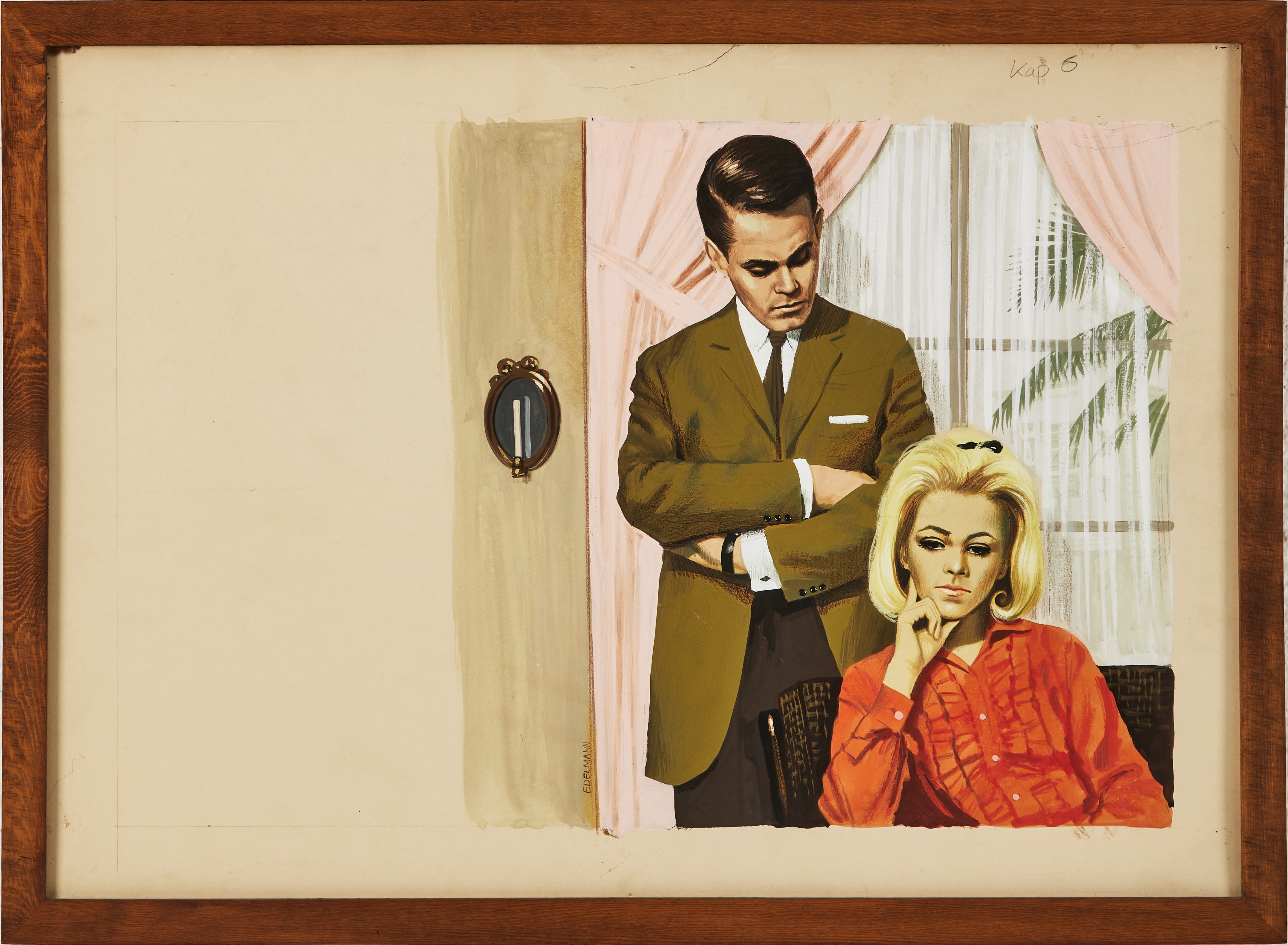 YRJÖ EDELMANN. "Kap. 6", gouache på papper, signerad.