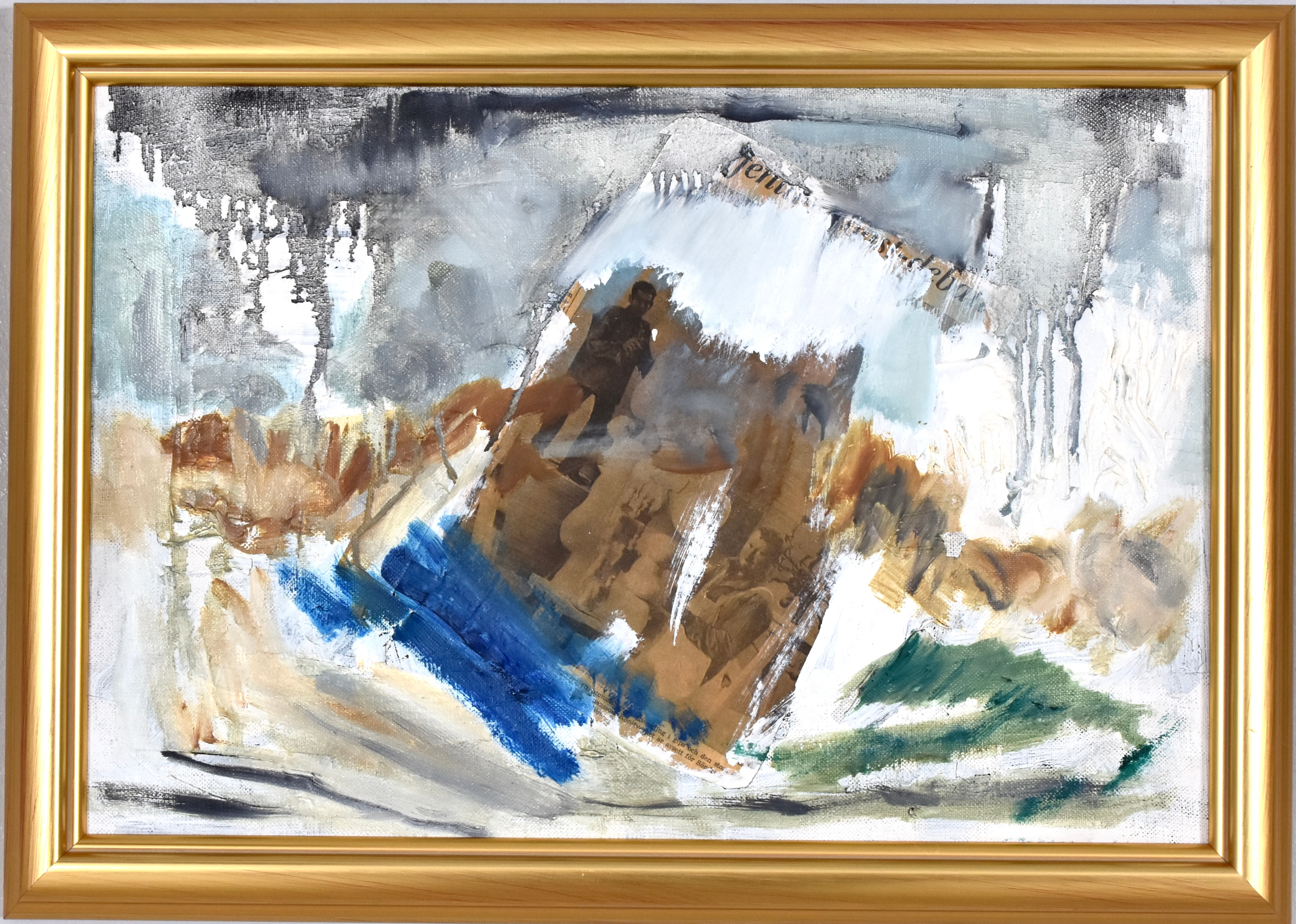 OIDENTIFIERAD KONSTNÄR. Oljemålning med collage på duk.