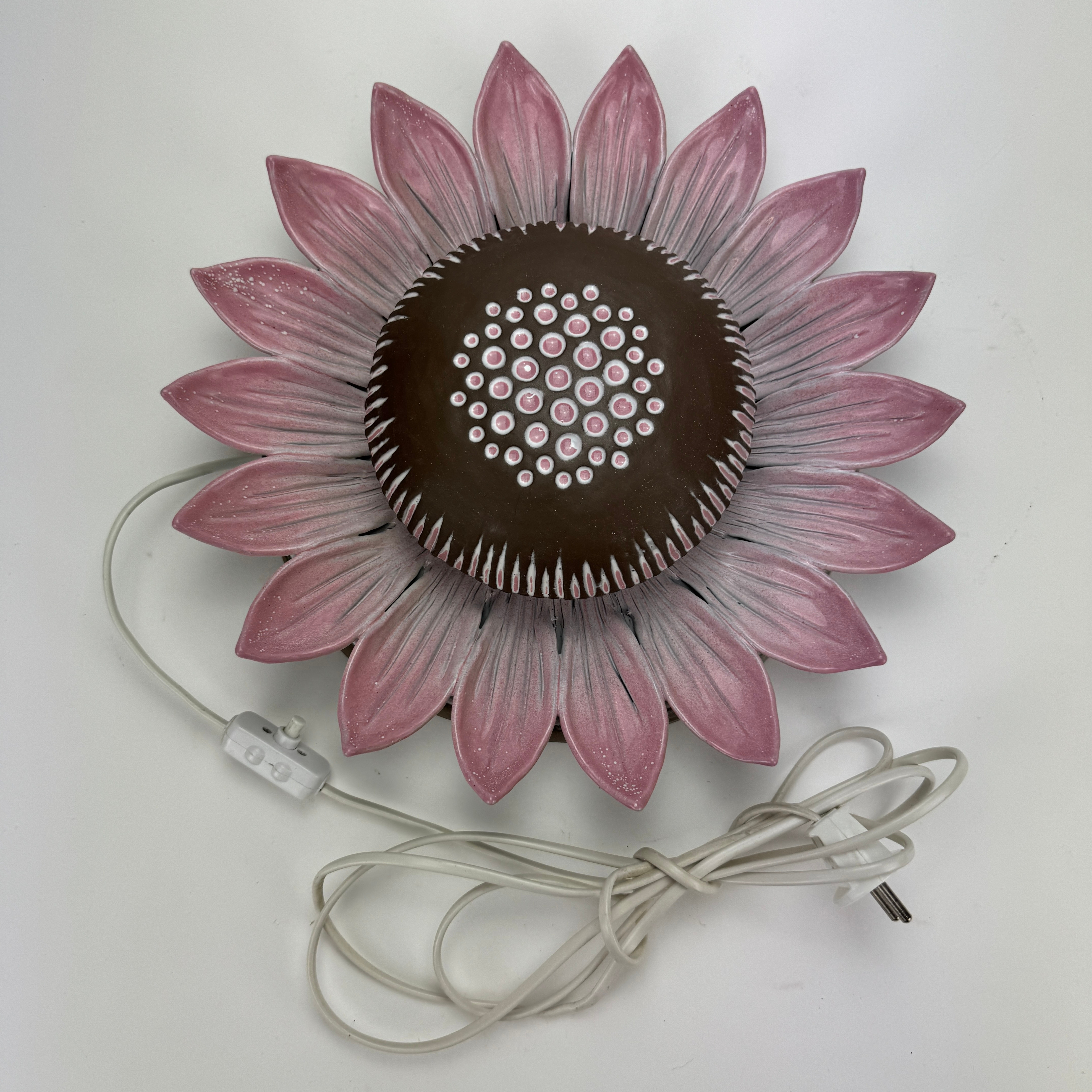 VÄGGLAMPA, keramik, solros, Norrman, Motala, signerad och daterad -86.