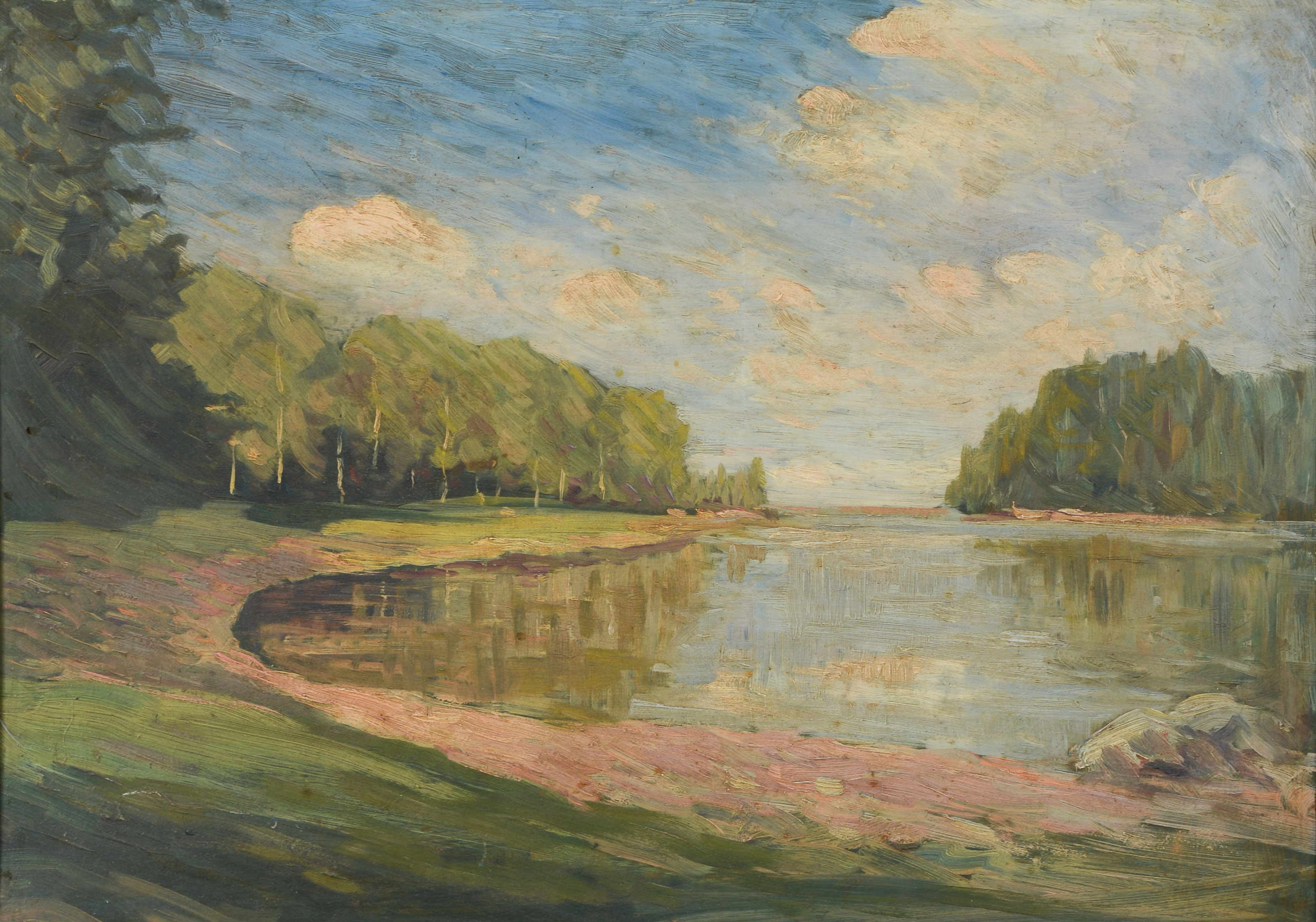 OKÄND KONSTNÄR. Landskapsmotiv, olja på pannå, 1900-tal.