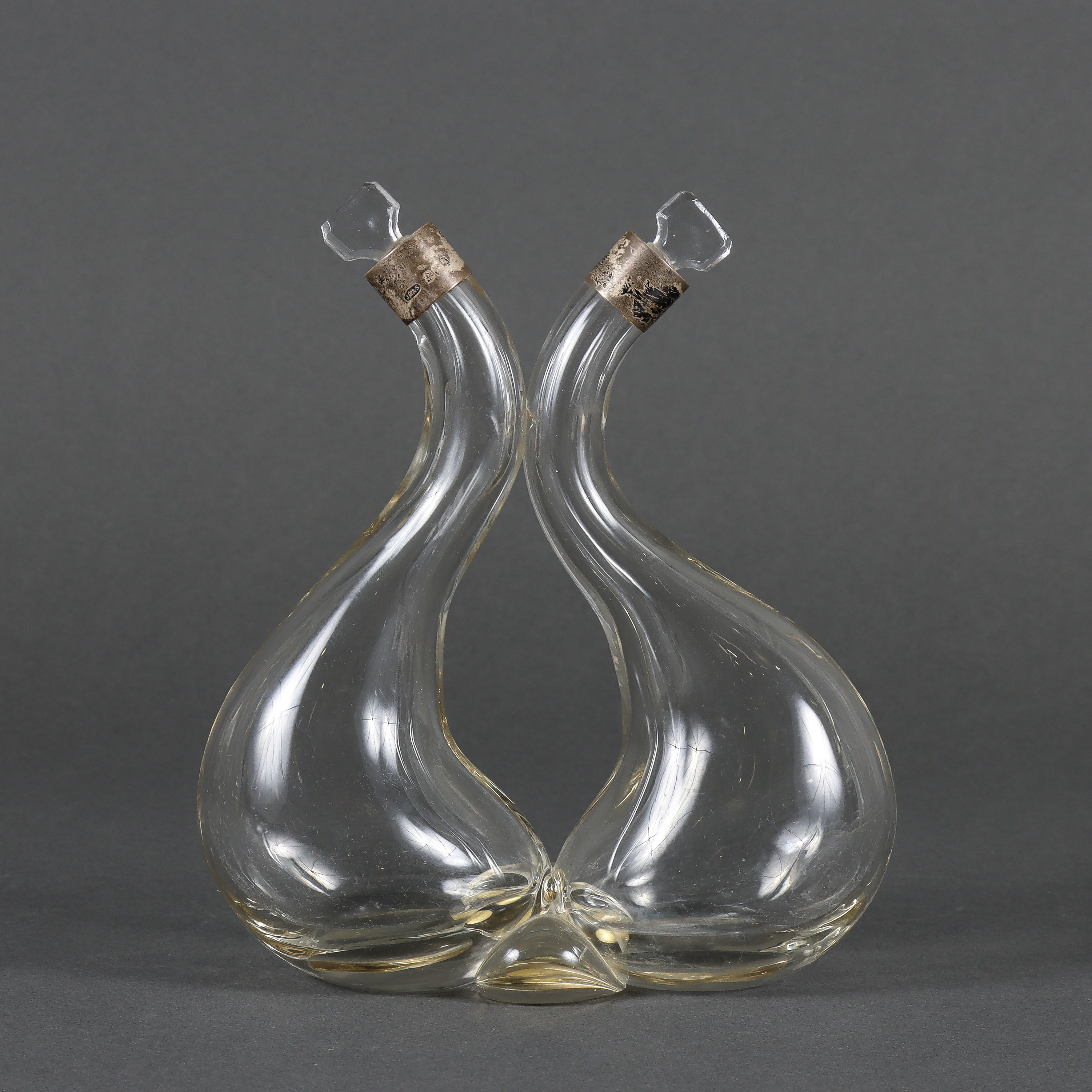 DUBBELFLASKA med silvermonteringar, 1800-tal.