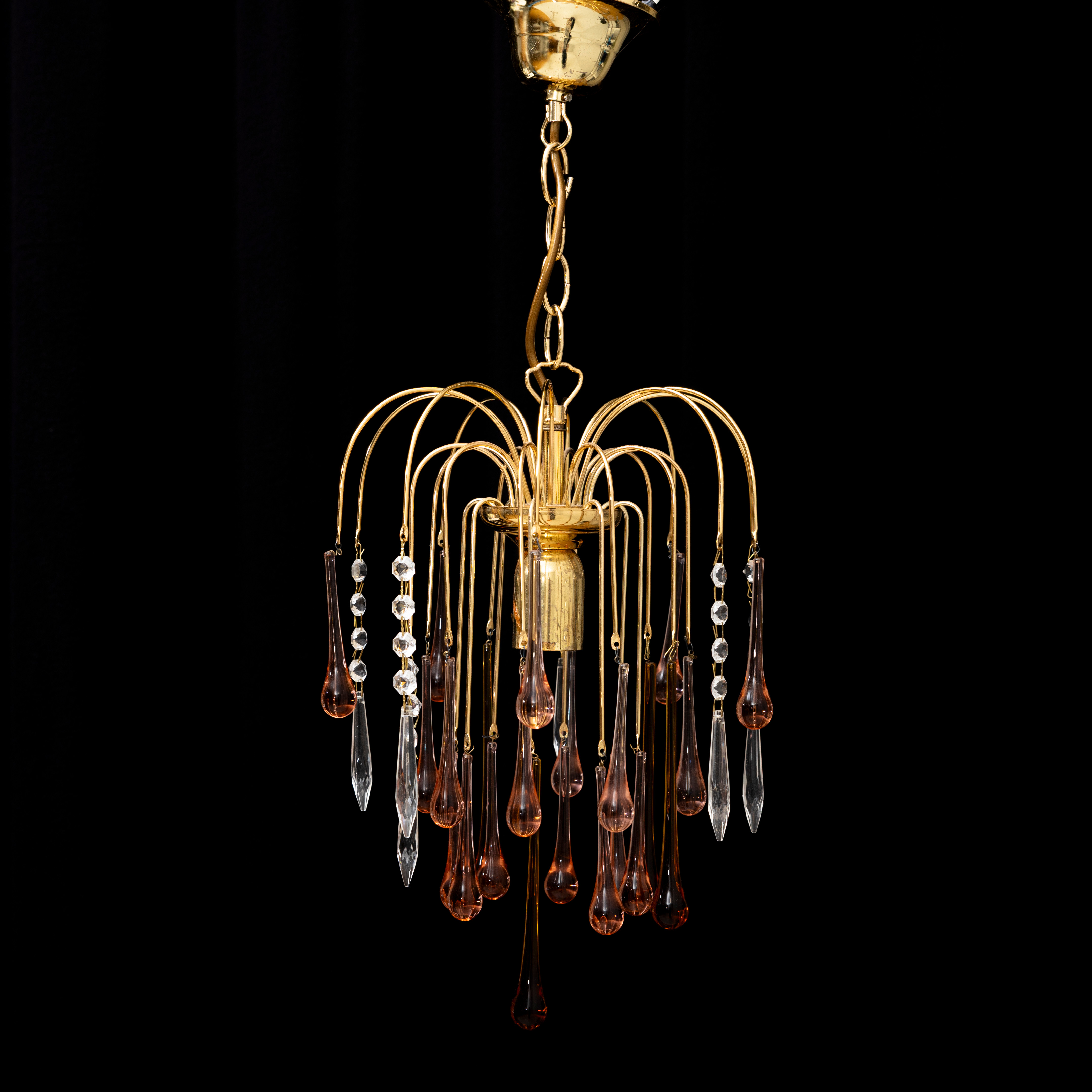 TAKLAMPA, för en ljuspunkt, Murano, gulmetall, 1900-talets slut.